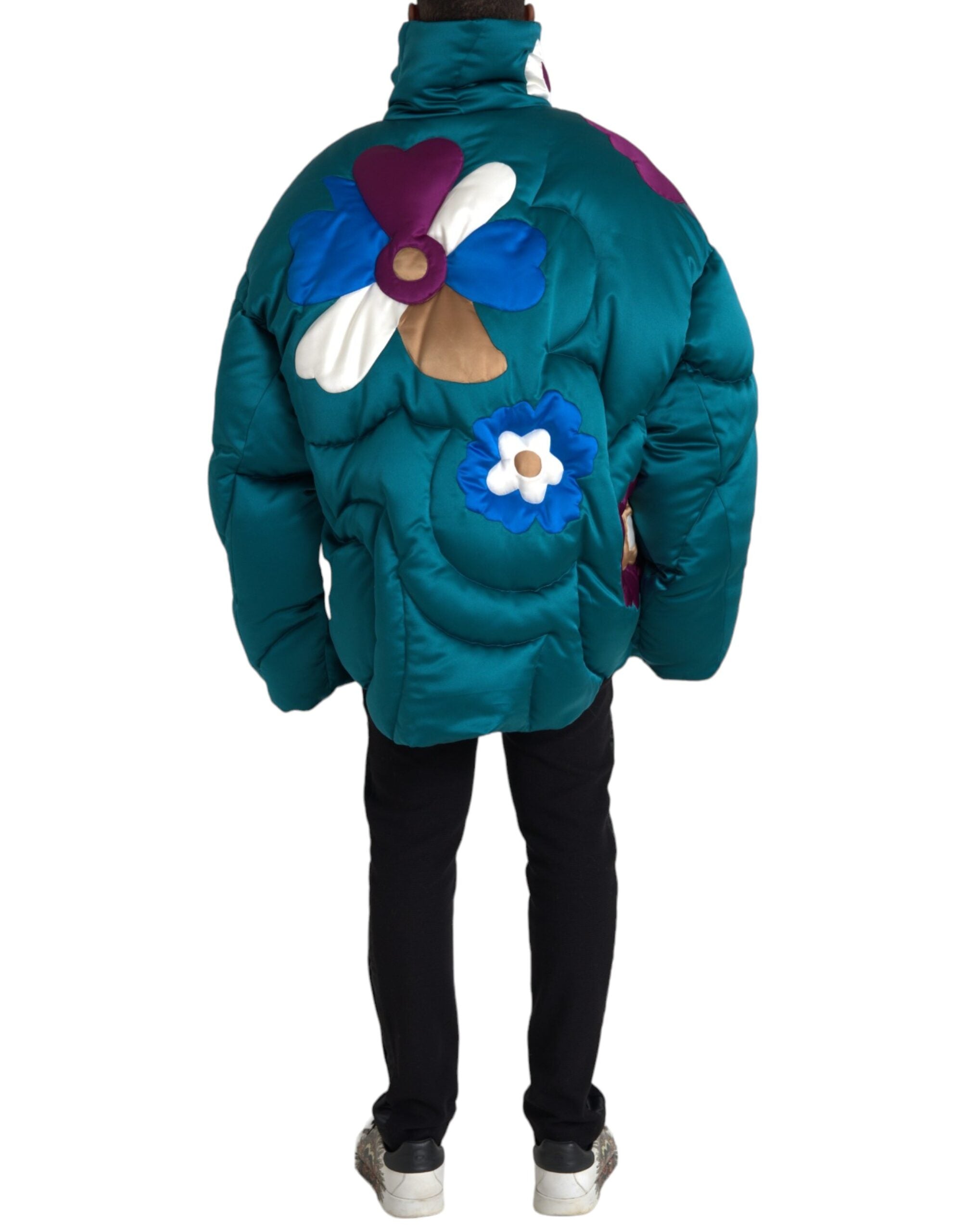 Dolce & Gabbana Multicolor Floral Windbreaker Puffer Jacket-3