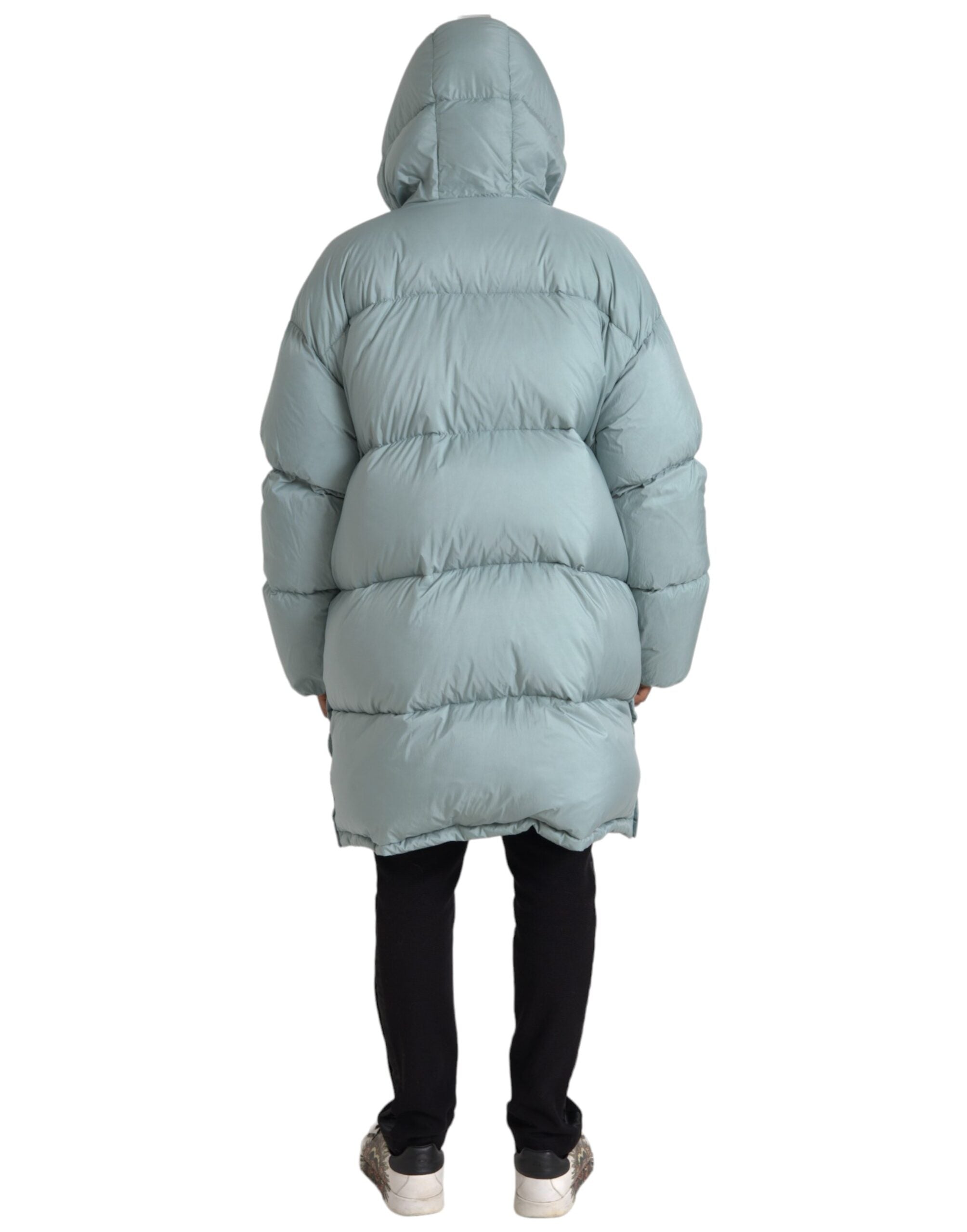 Dolce & Gabbana Light Blue Quilted Hooded Puffer Jacket Men's-3