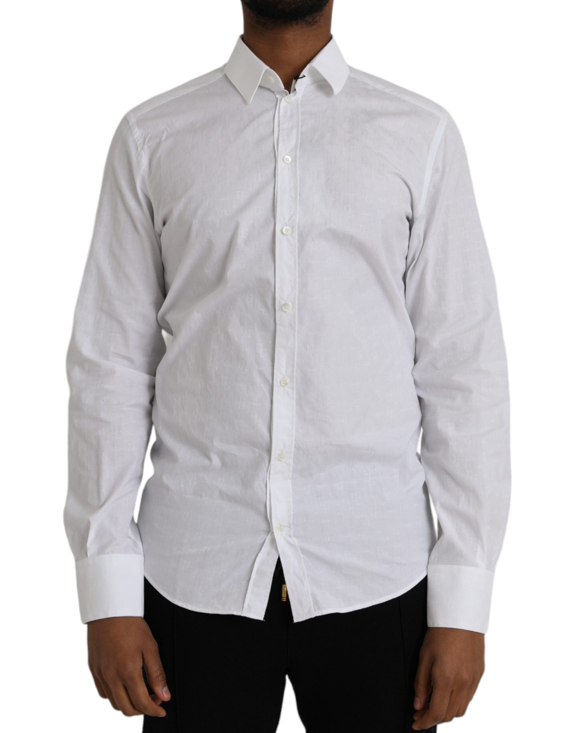 Dolce & Gabbana White Long-Sleeved Cotton Shirt GOLD-1