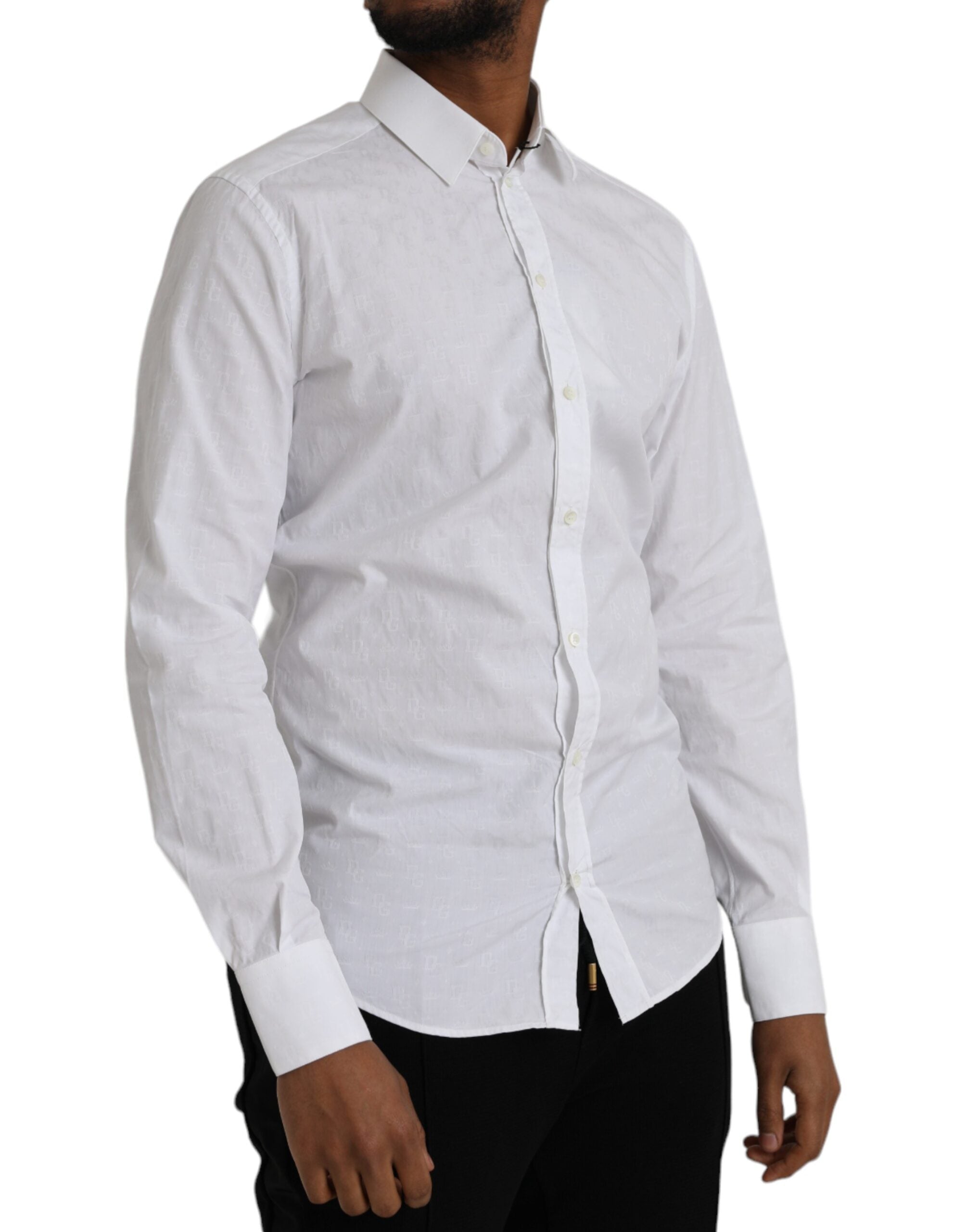 Dolce & Gabbana White Long-Sleeved Cotton Shirt GOLD-2