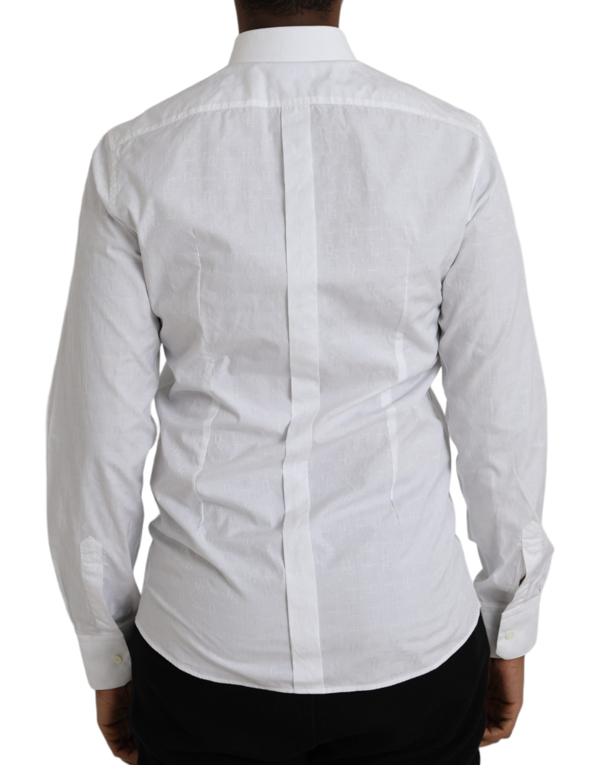 Dolce & Gabbana White Long-Sleeved Cotton Shirt GOLD-3