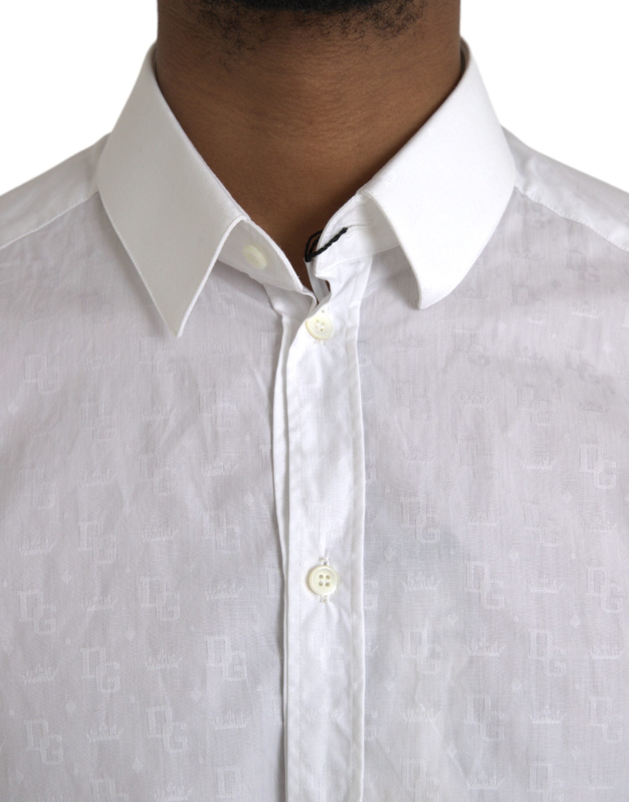 Dolce & Gabbana White Long-Sleeved Cotton Shirt GOLD-4