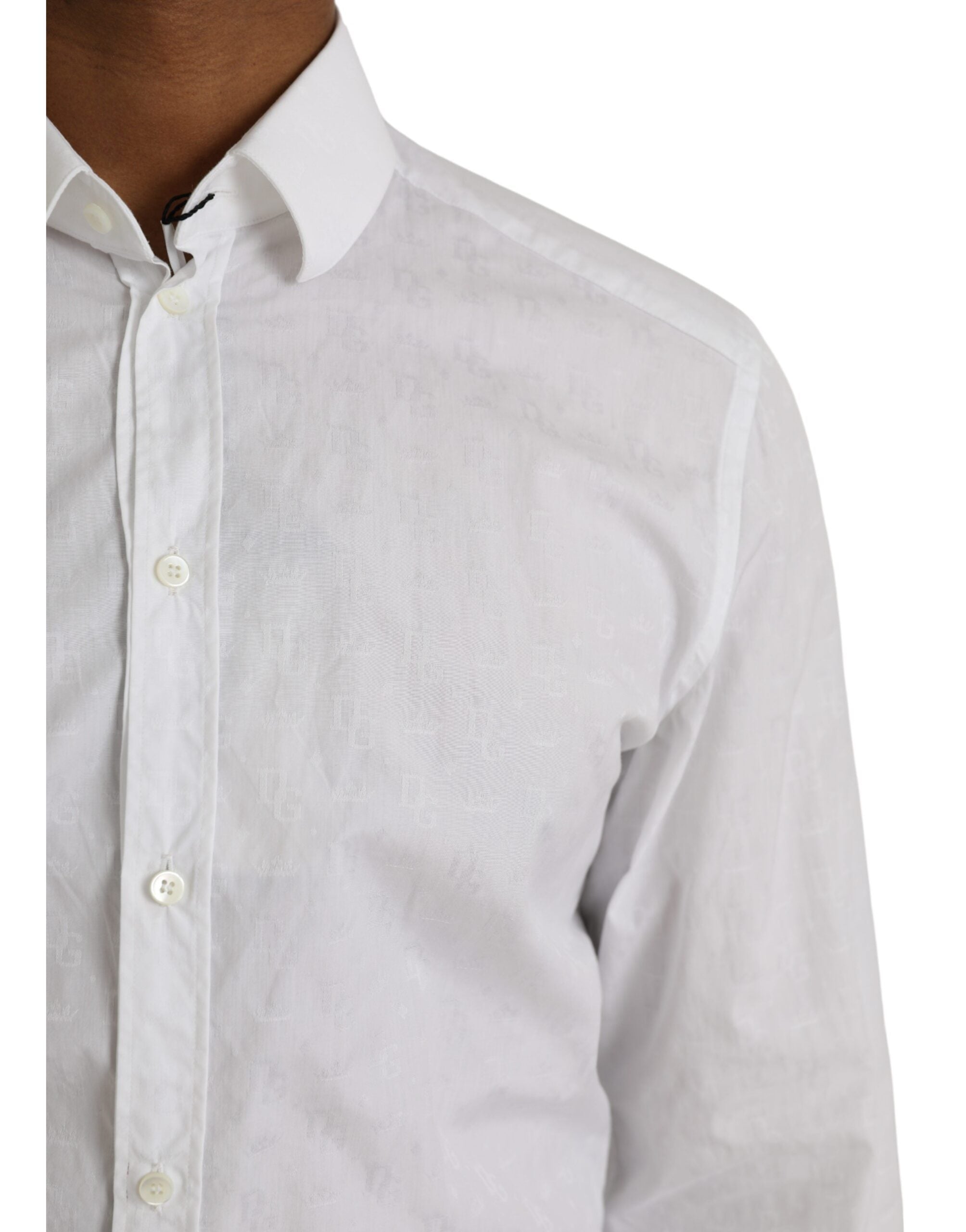 Dolce & Gabbana White Long-Sleeved Cotton Shirt GOLD-5