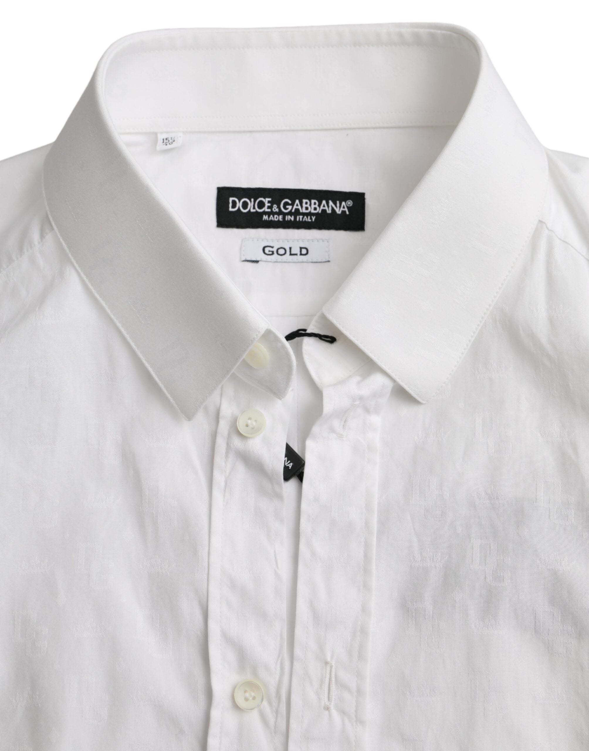 Dolce & Gabbana White Long-Sleeved Cotton Shirt GOLD-6
