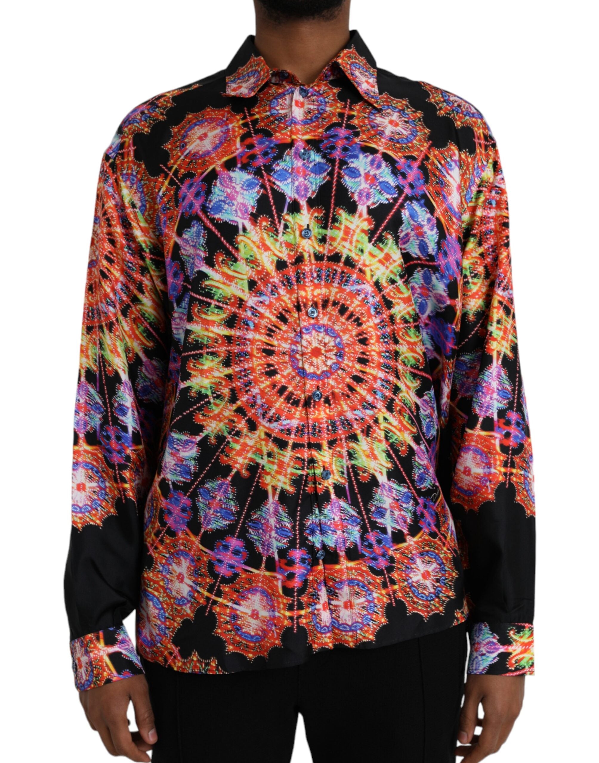 Dolce & Gabbana Multicolor Luminarie Seide Herren Freizeithemd-1