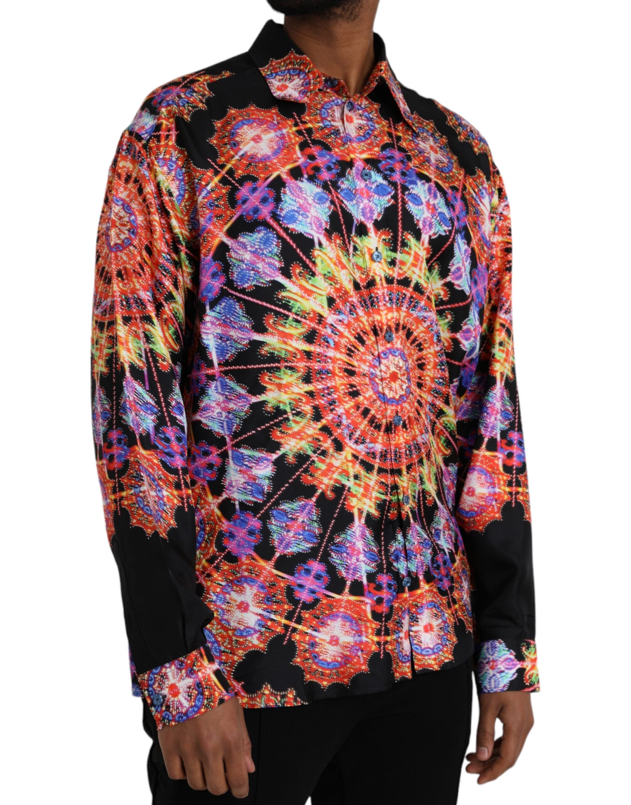 Dolce & Gabbana Multicolor Luminarie Seide Herren Freizeithemd-2