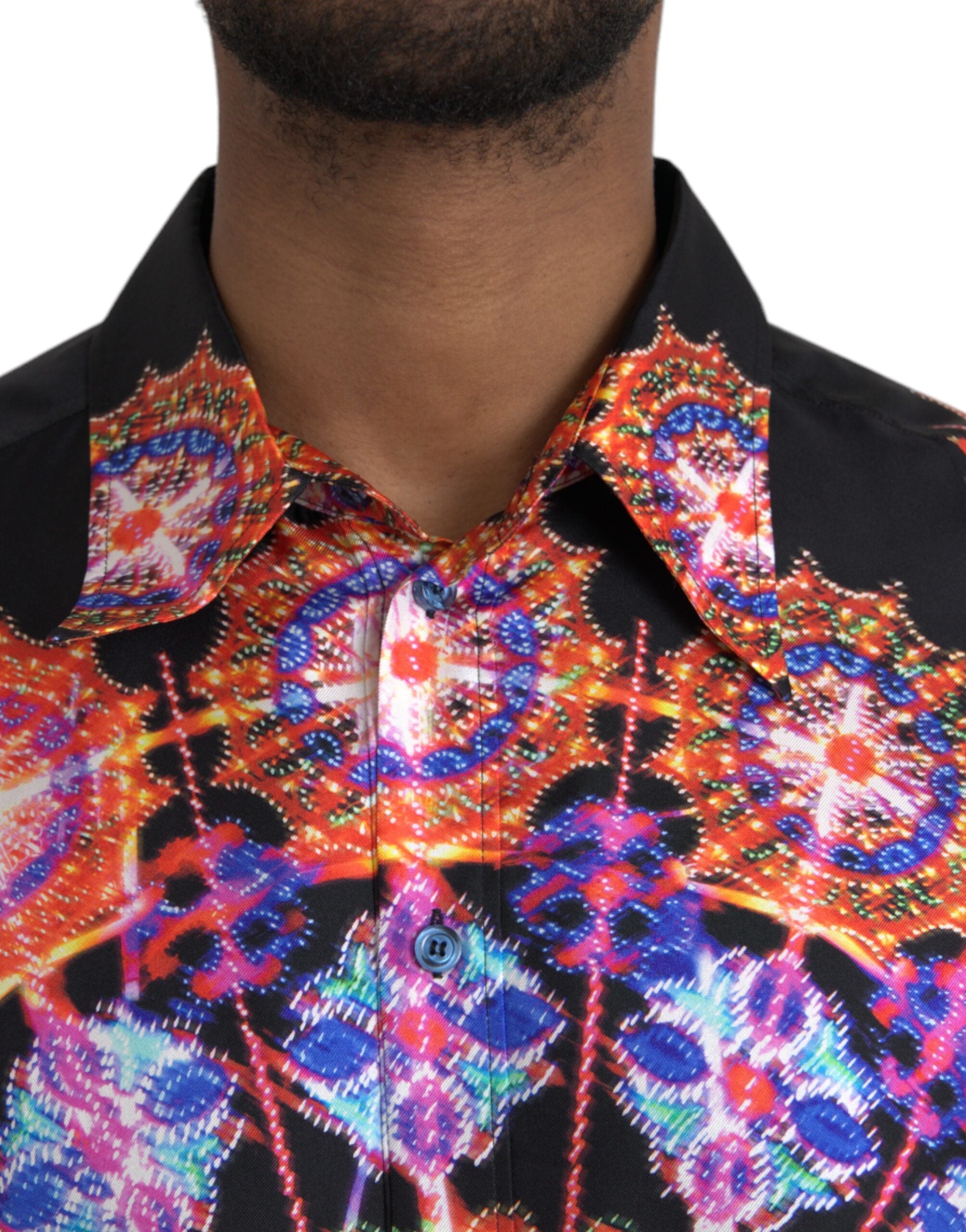 Dolce & Gabbana Multicolor Luminarie Seide Herren Freizeithemd-4