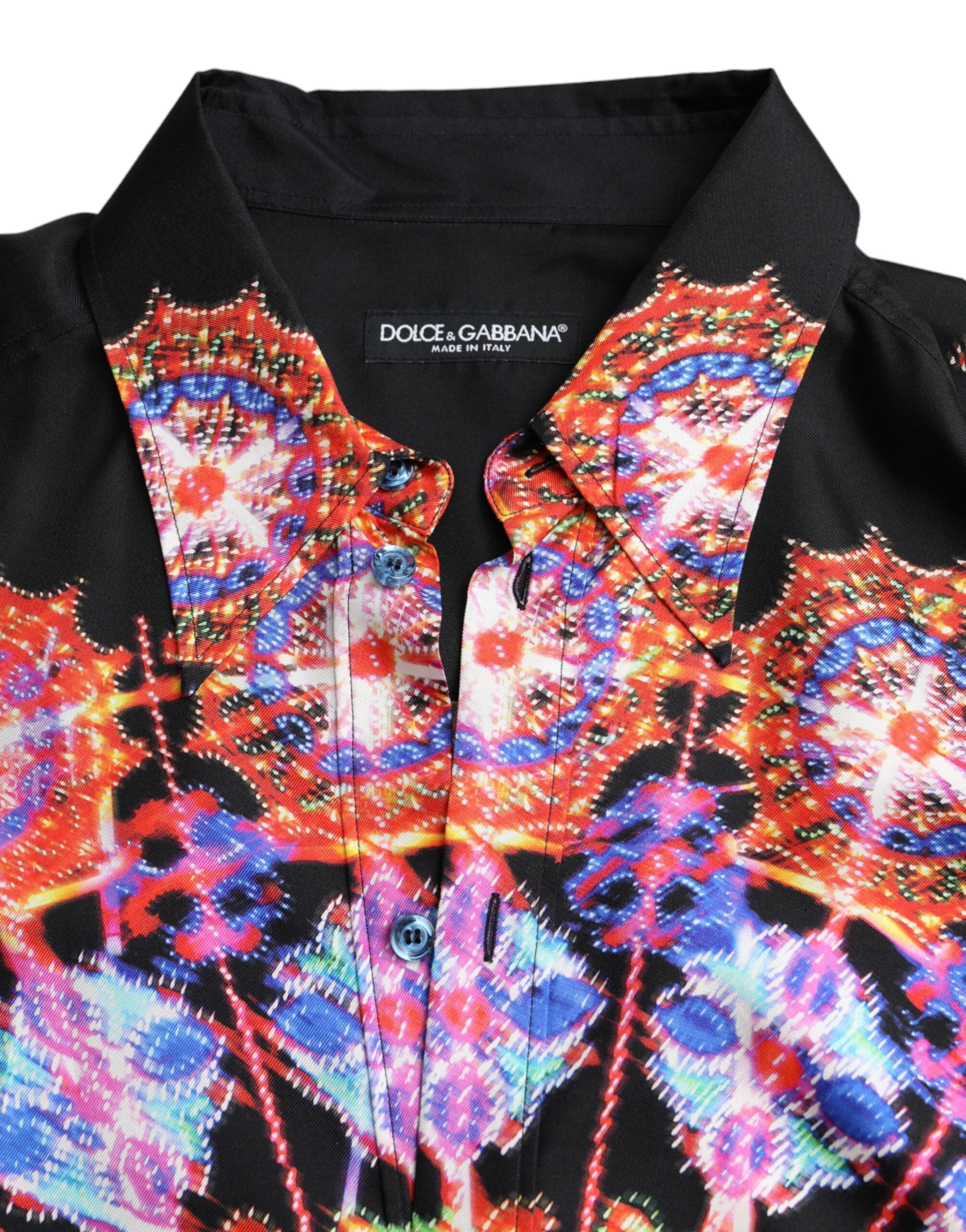 Dolce & Gabbana Multicolor Luminarie Seide Herren Freizeithemd-6