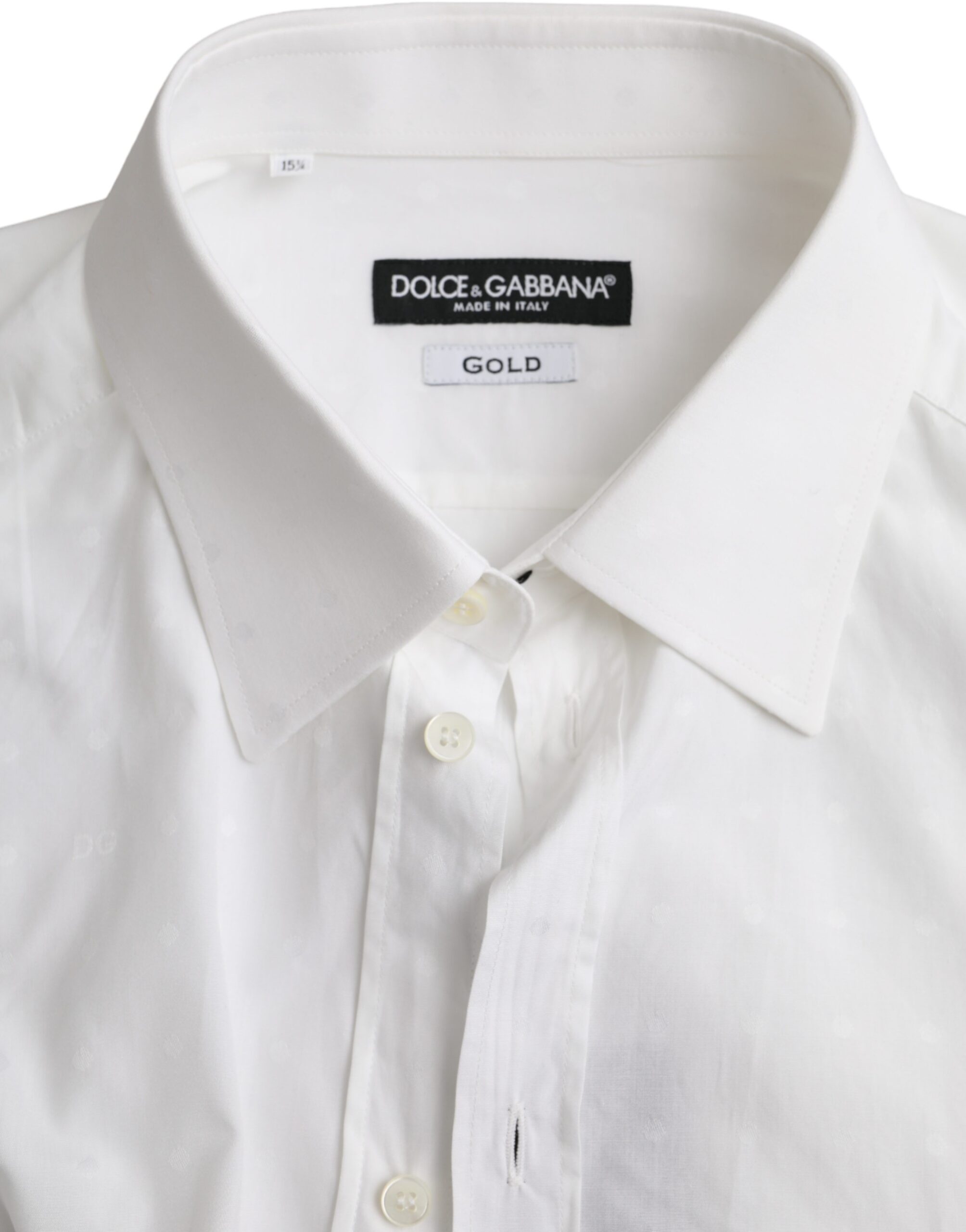 Dolce & Gabbana White Logo Cotton Men's Dress GOLD Shirt-6