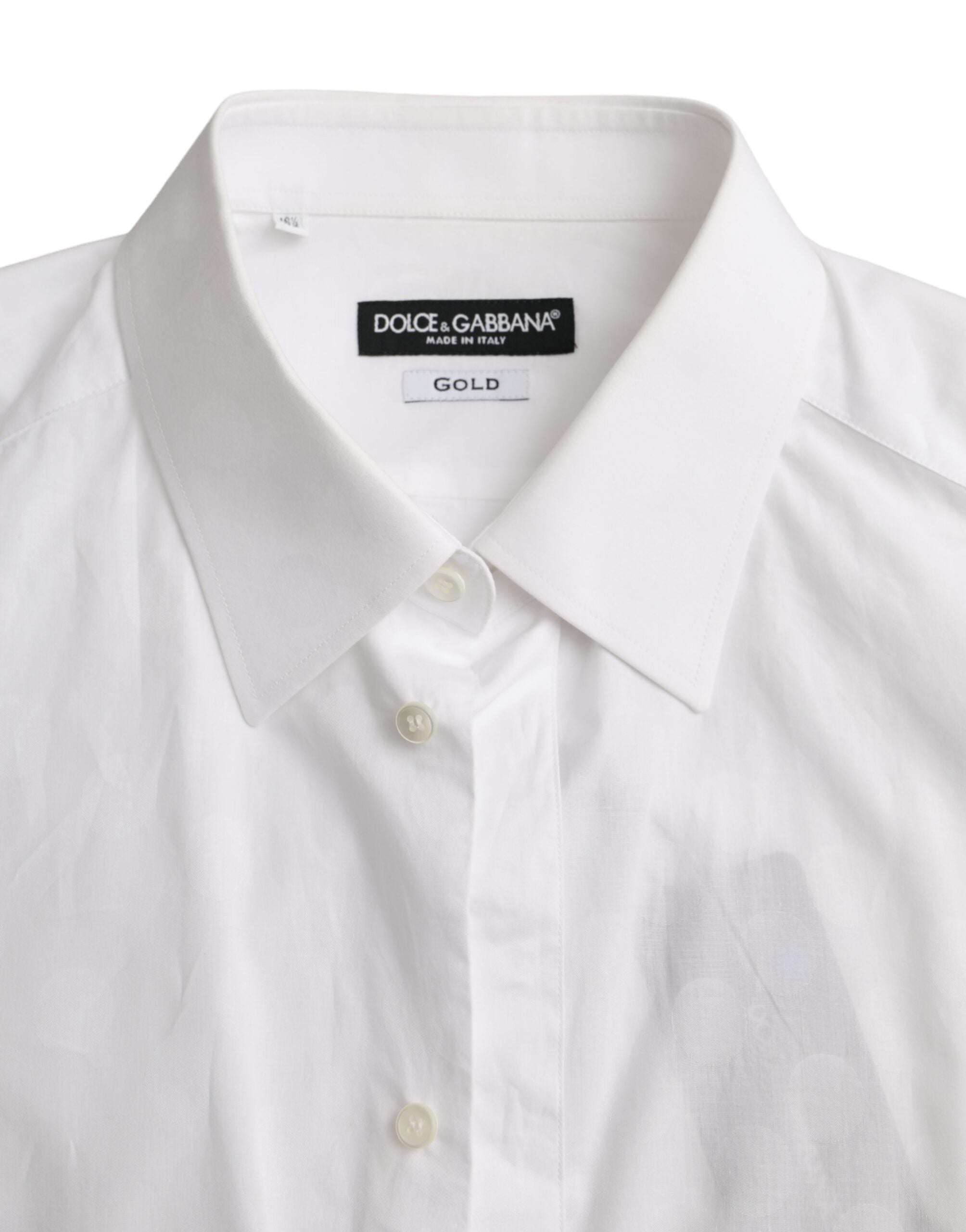 Dolce & Gabbana Weißes gepunktetes Baumwollkleid GOLD Hemd-6