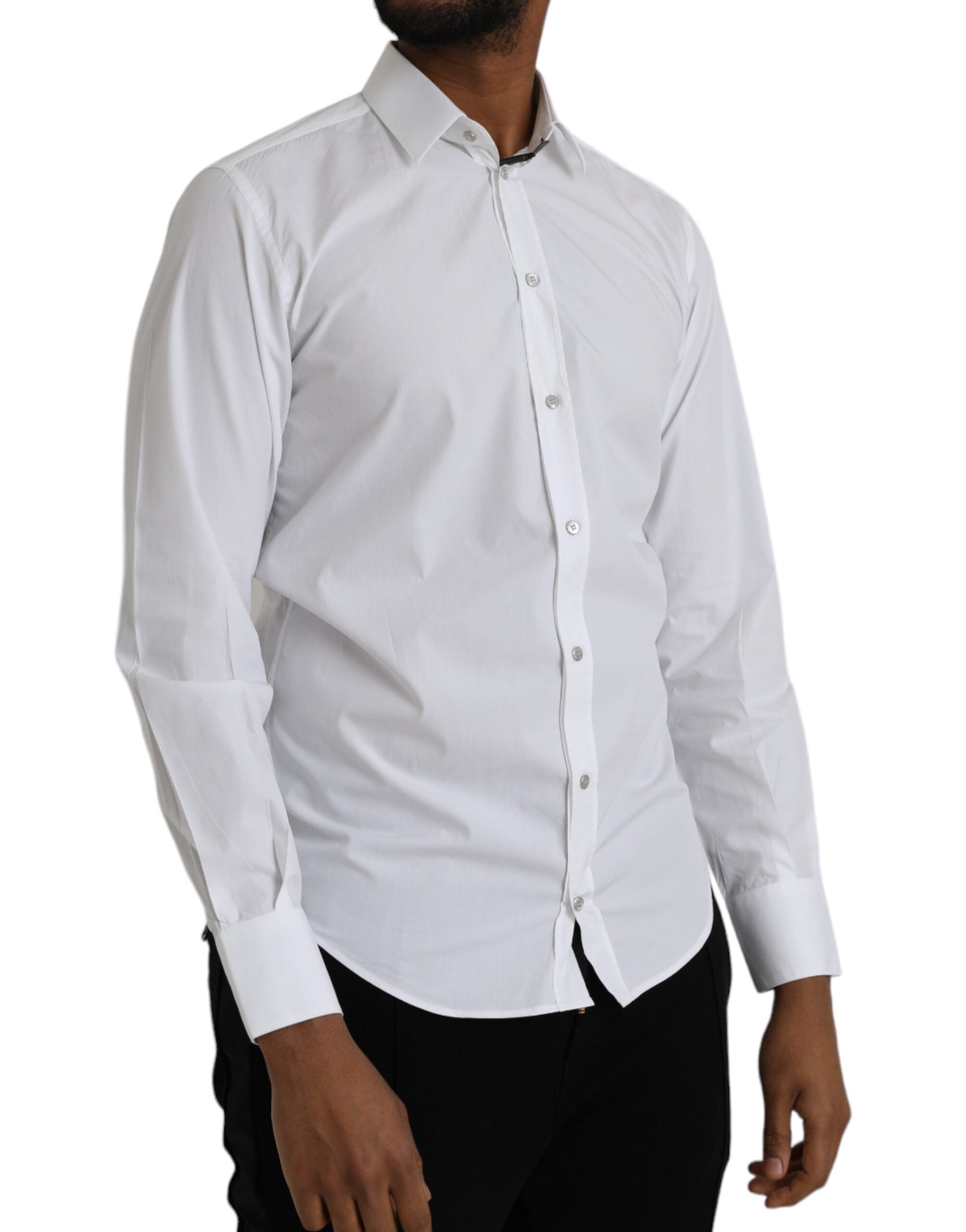 Dolce & Gabbana Weißes Langarmkleid aus Baumwolle MARTINI Hemd-2
