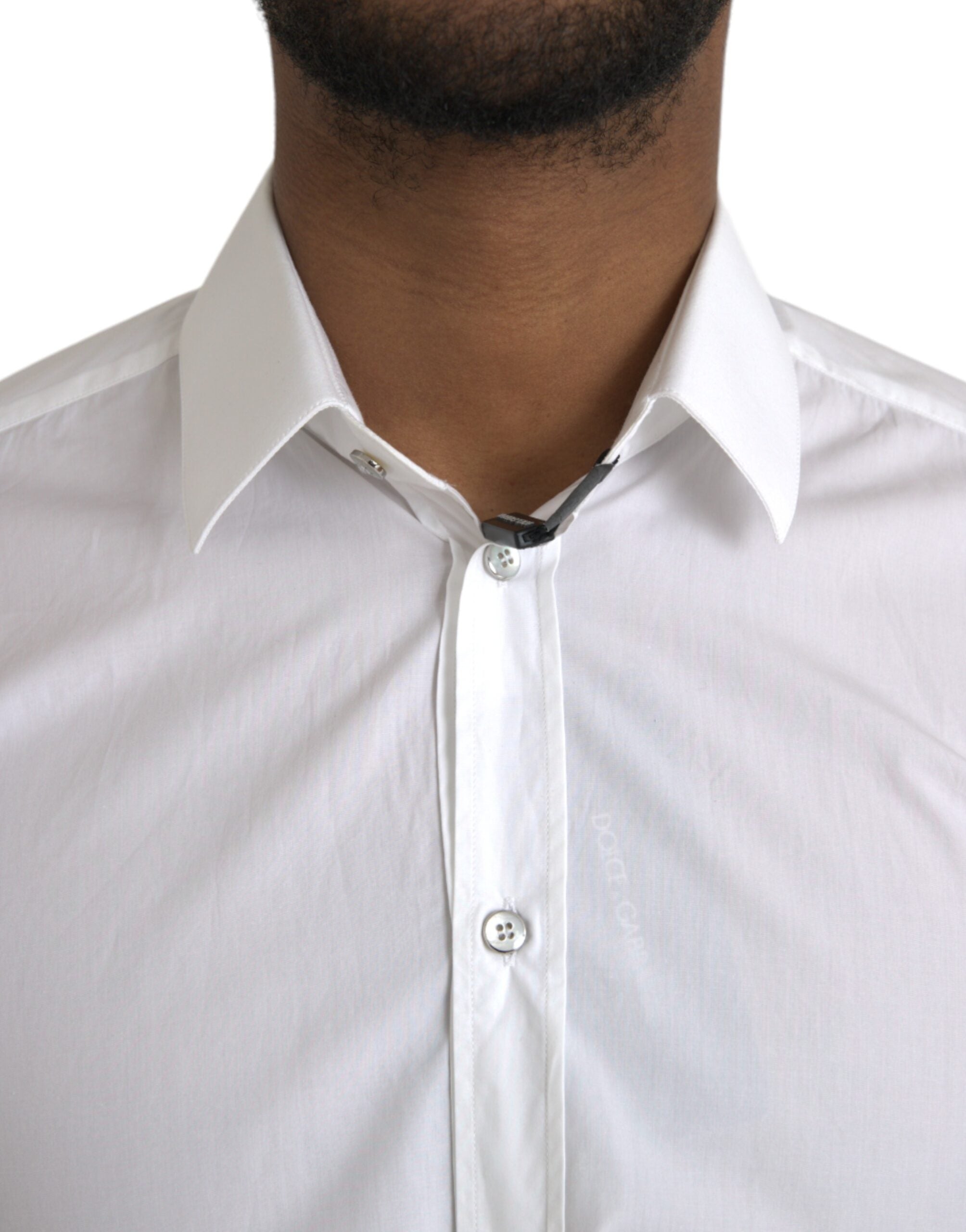 Dolce & Gabbana Weißes Langarmkleid aus Baumwolle MARTINI Hemd-4
