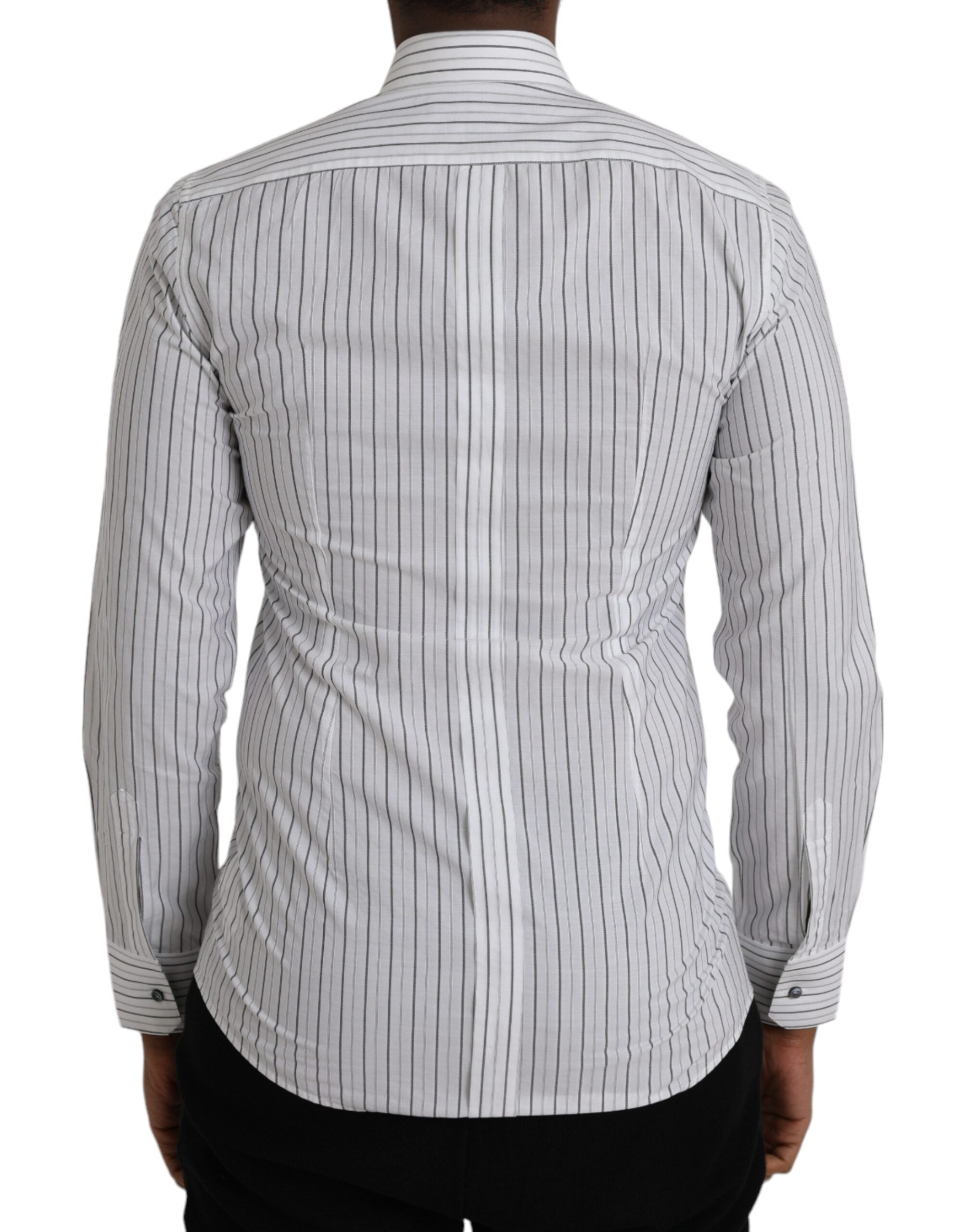Dolce & Gabbana black and white striped formal dress, gold shirt-2