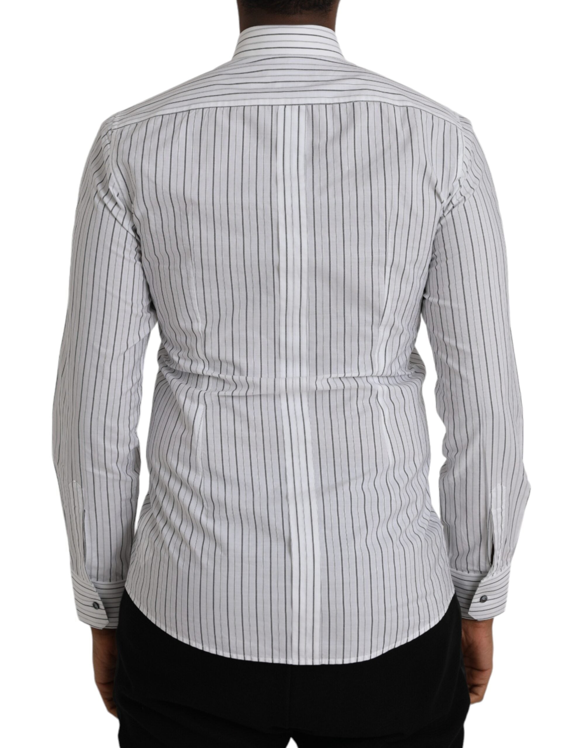 Dolce & Gabbana black and white striped formal dress, gold shirt-4