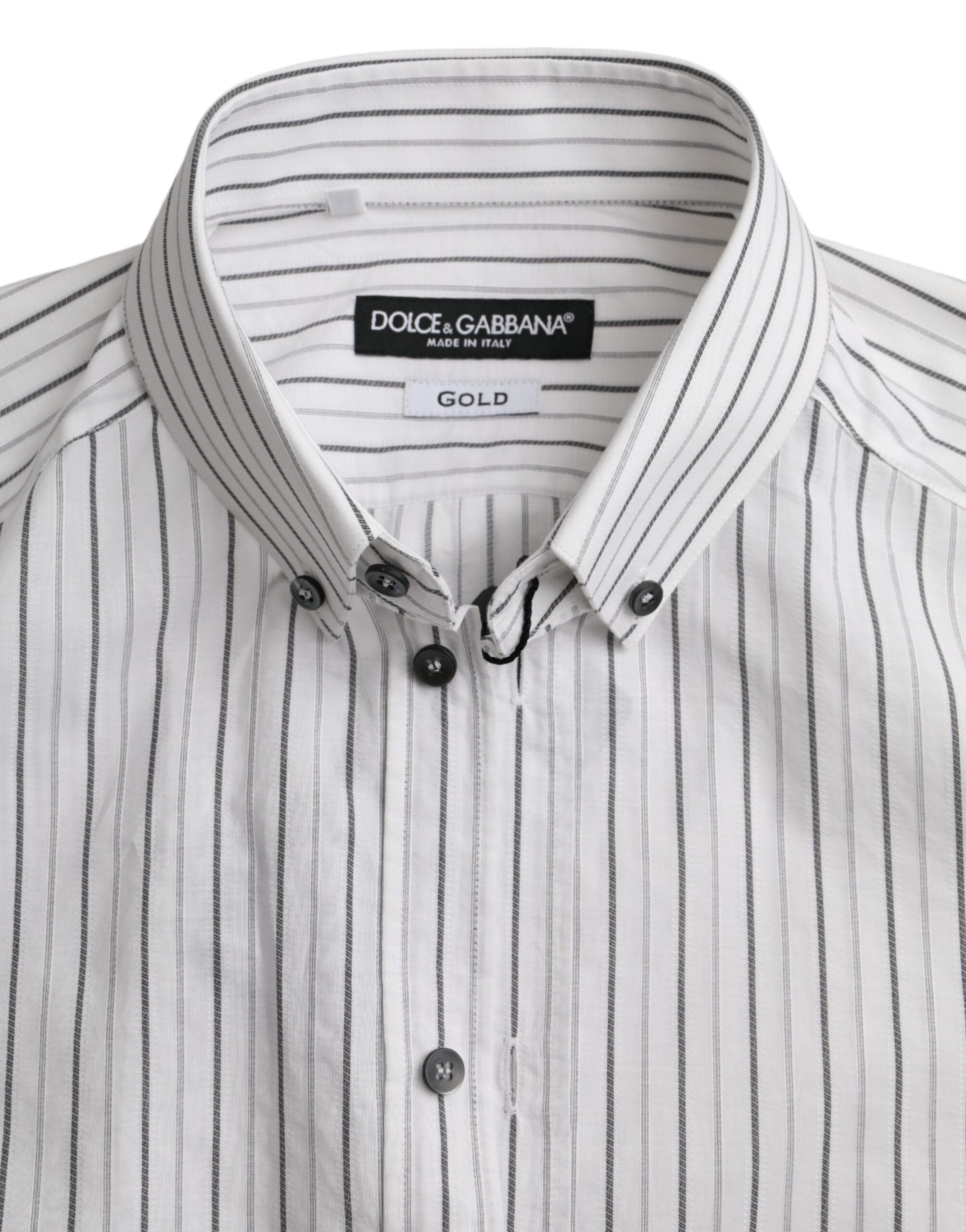 Dolce & Gabbana black and white striped formal dress, gold shirt-7