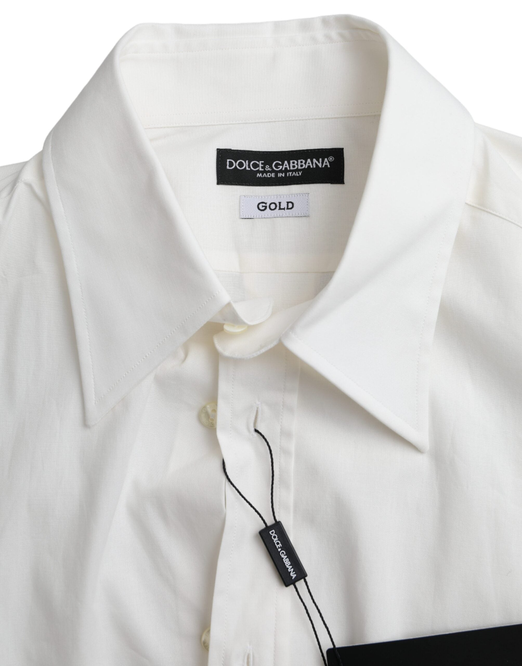 Dolce & Gabbana Weißes Baumwollkleid Slim Fit GOLD Hemd-6