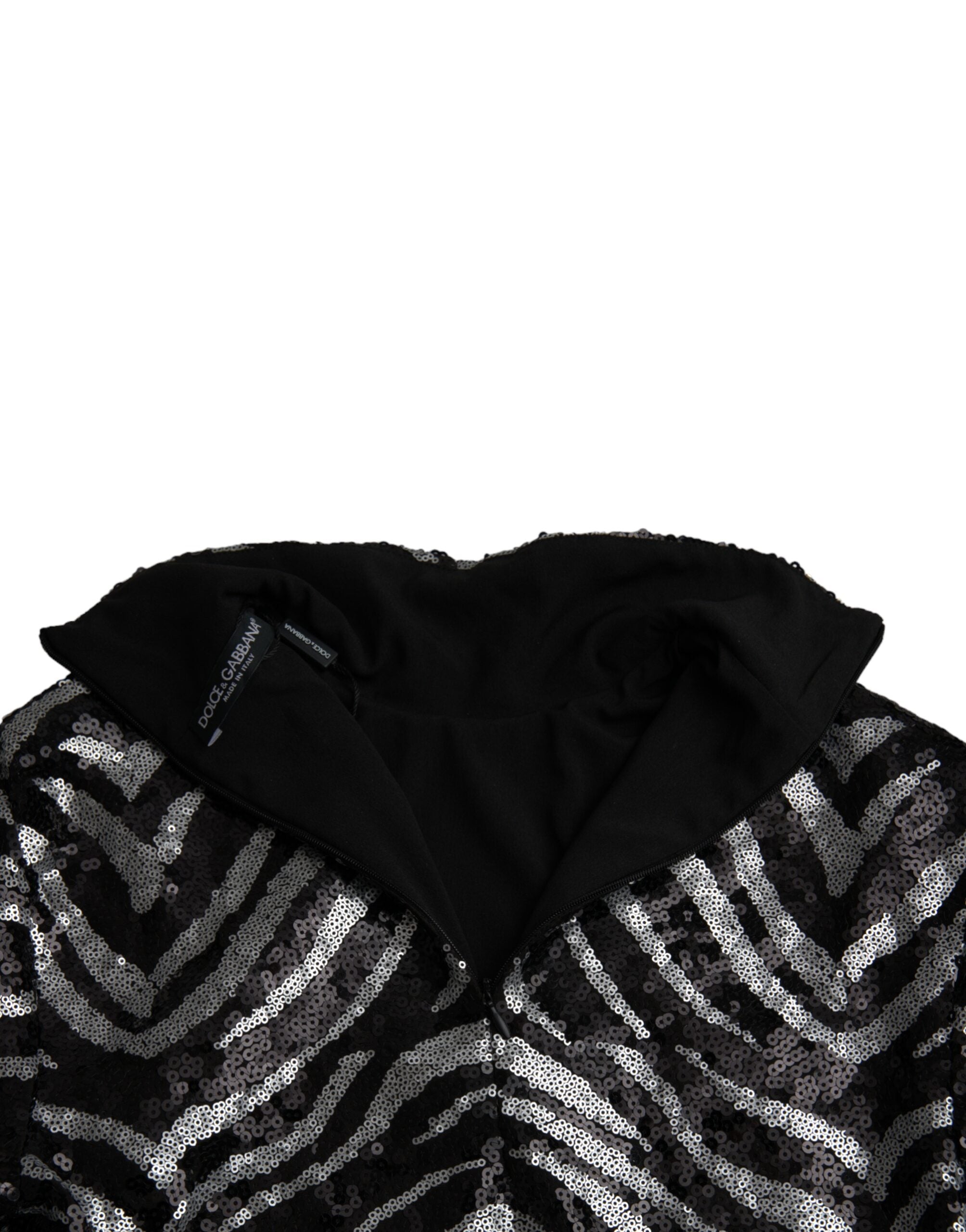 Dolce & Gabbana Schwarz-silberner Polyester-Pulli mit Pailletten-6