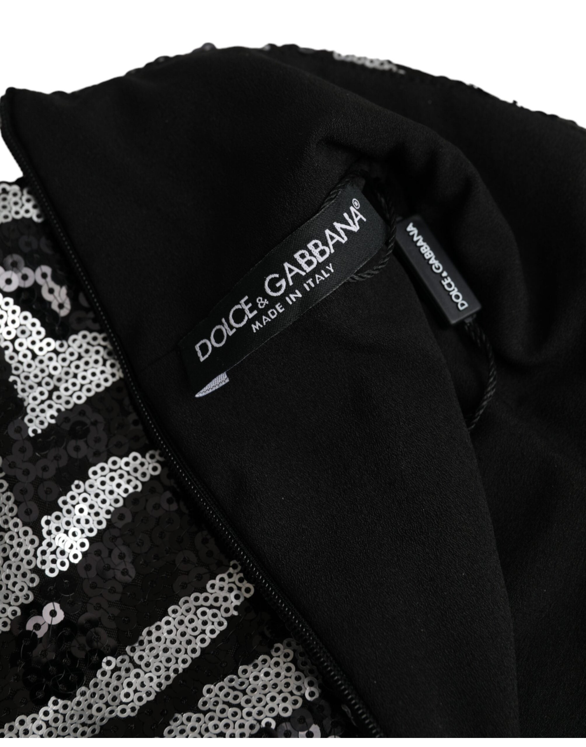 Dolce & Gabbana Schwarz-silberner Polyester-Pulli mit Pailletten-7