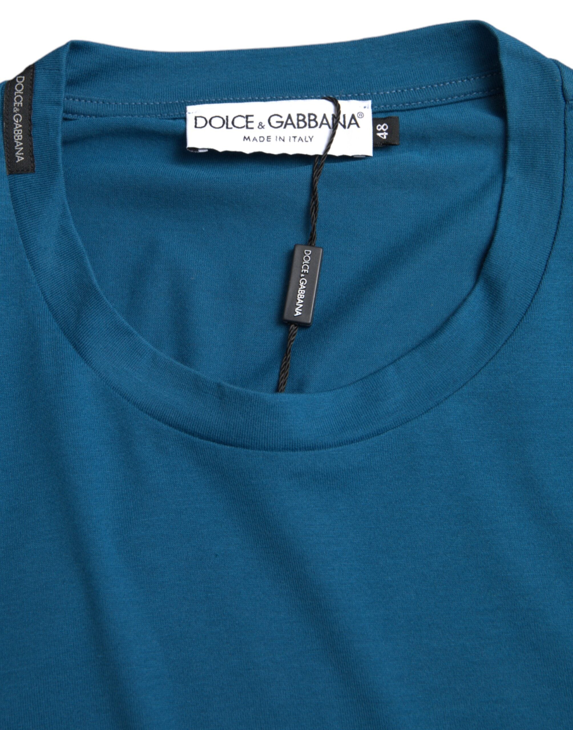 Dolce & Gabbana Blue Logo Short-Sleeved Crew Neck T-Shirt-4