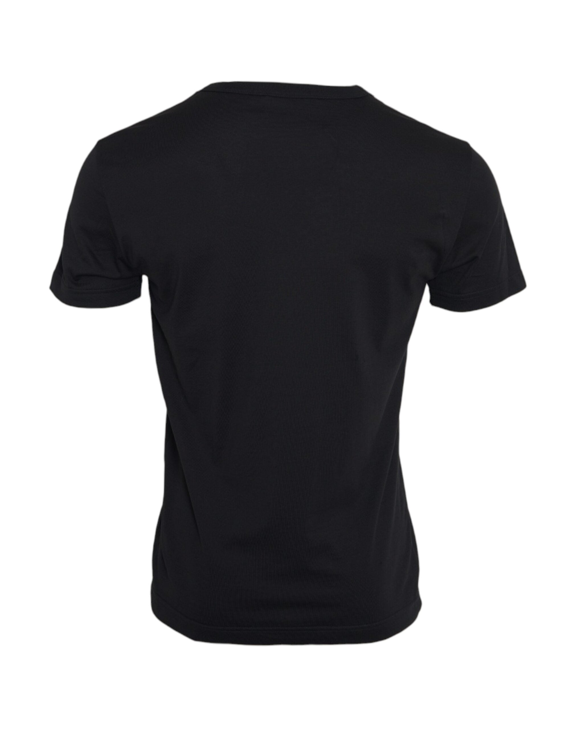 Camiseta de manga corta de algodón negro con cadena plateada de Dolce & Gabbana-2