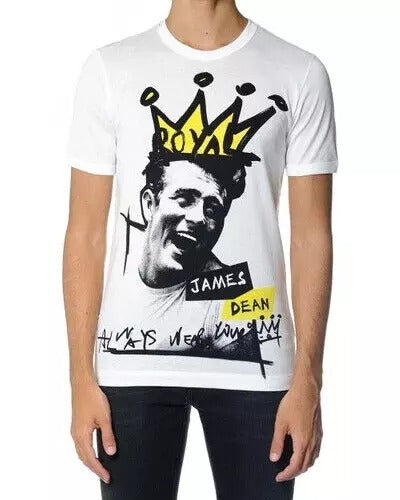 Camiseta de manga corta de algodón con gráfico blanco de Dolce & Gabbana para hombre-3