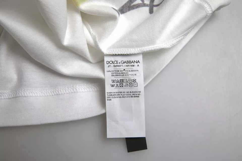 Camiseta de manga corta de algodón con gráfico blanco de Dolce & Gabbana para hombre-4