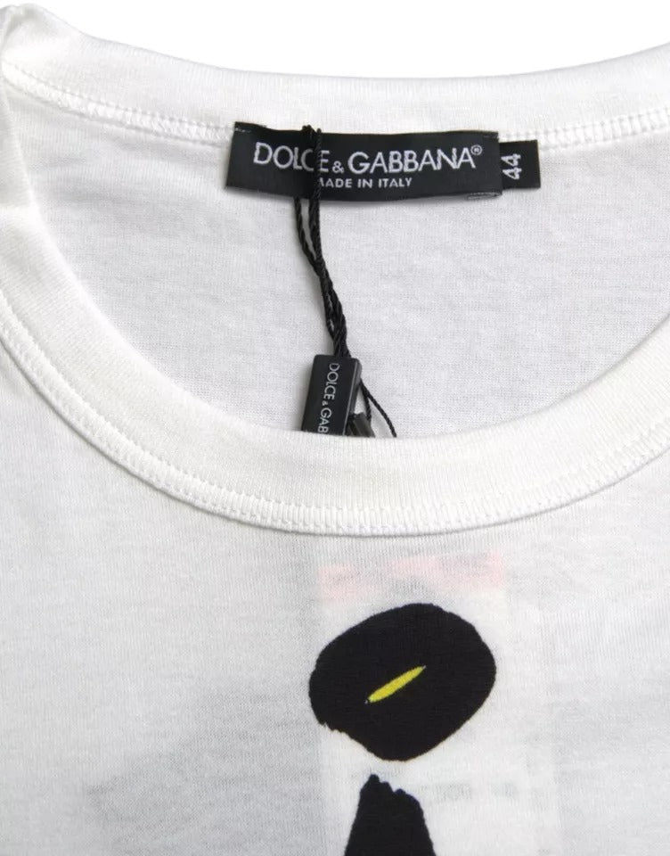 Camiseta de manga corta de algodón con gráfico blanco de Dolce & Gabbana para hombre-5