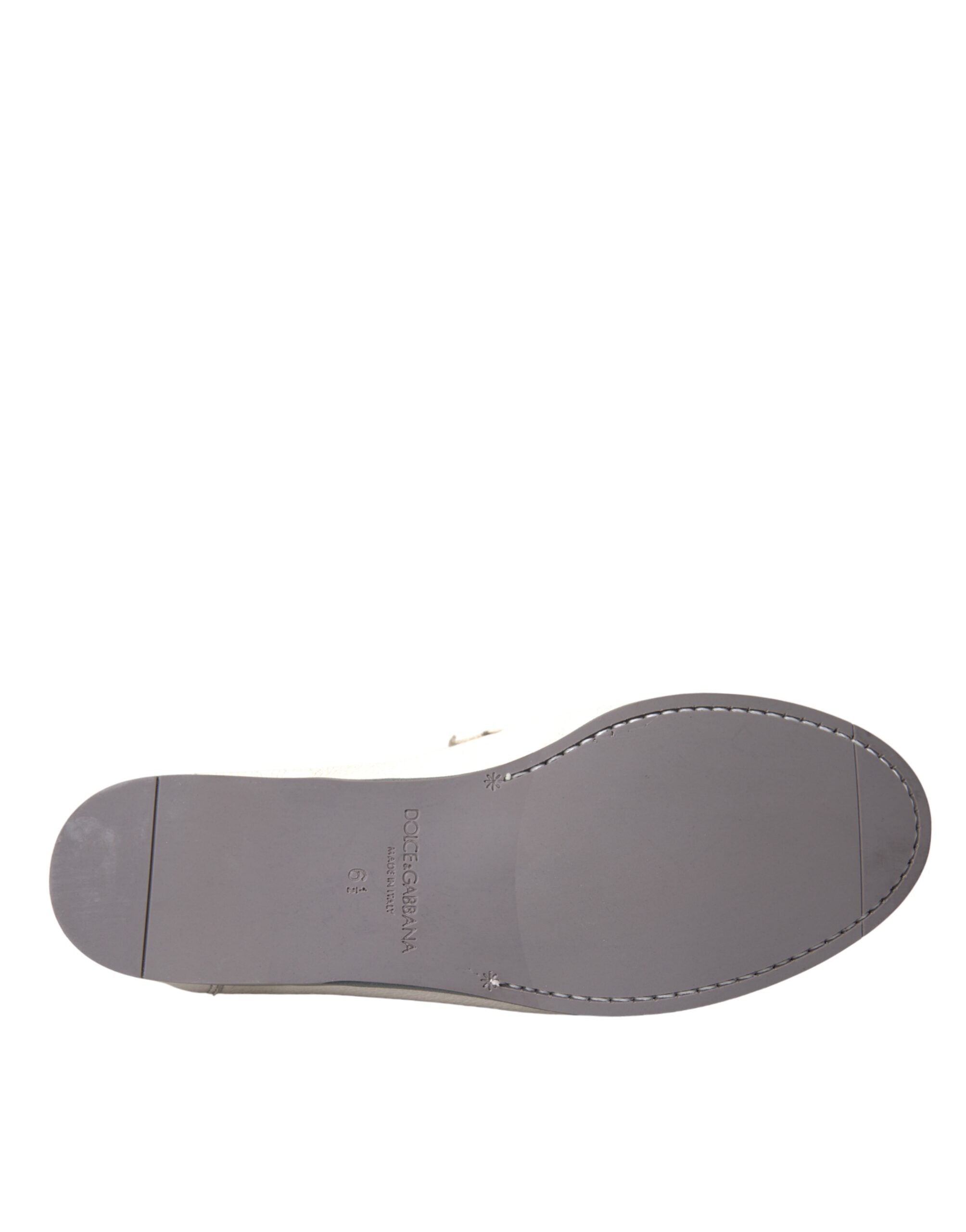 Dolce & Gabbana Weiß Grau Leder Slip Mocassin Schuhe Loafer-5
