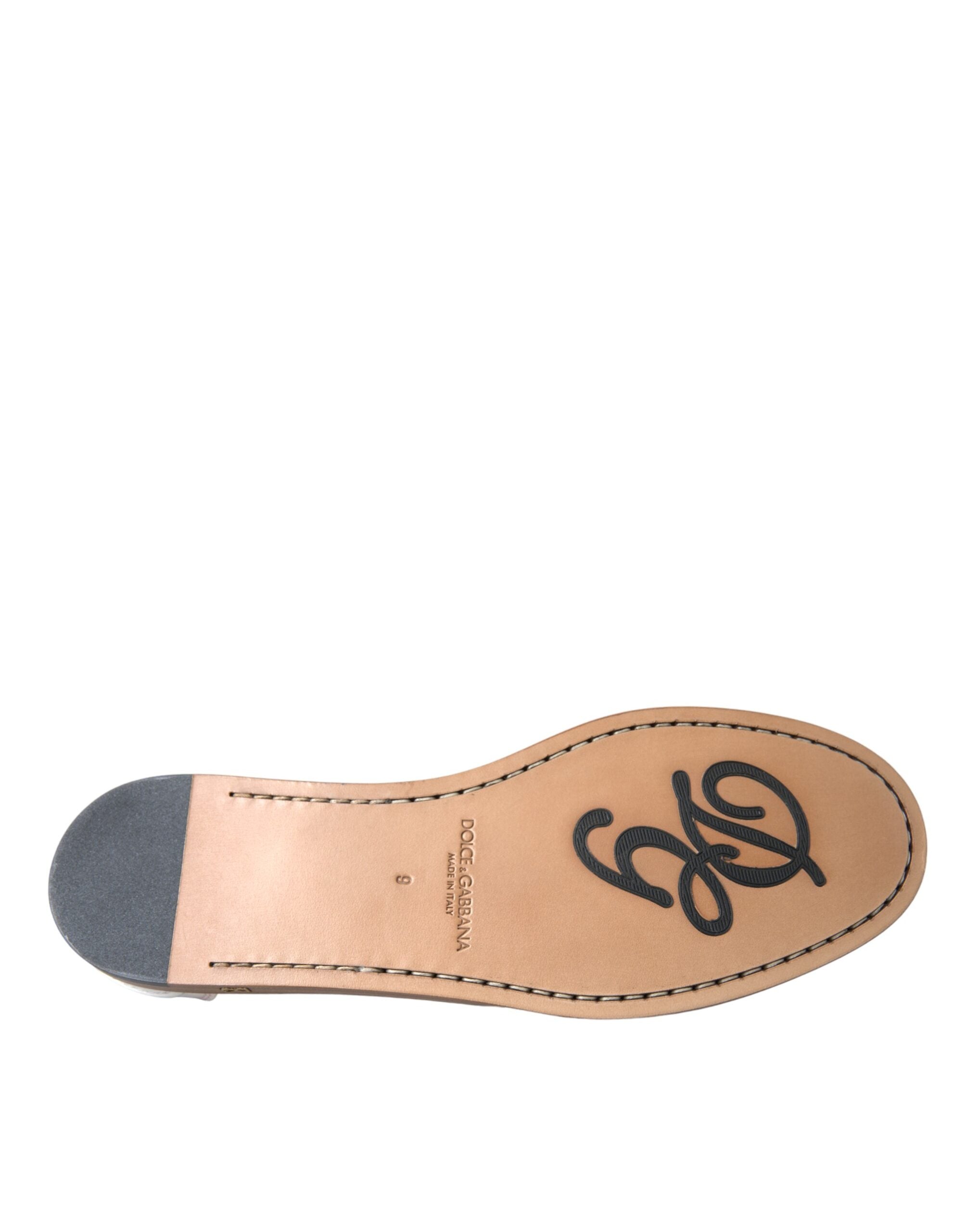 Dolce & Gabbana Weiße Leder Slip On Mokassin Loafers Schuhe-7