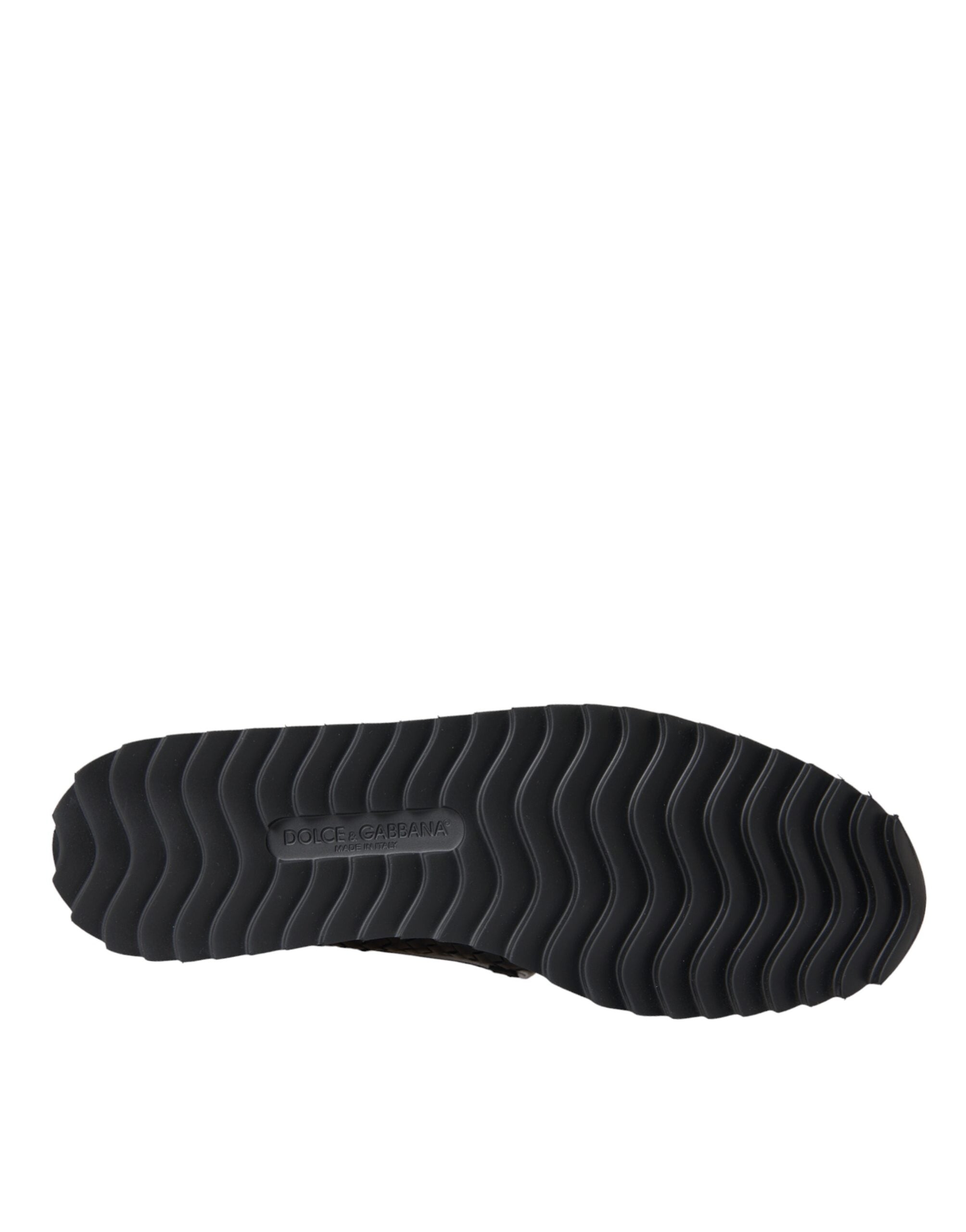 Dolce & Gabbana Schwarz gewebtes Büffelleder Herren Loafers Schuhe-6