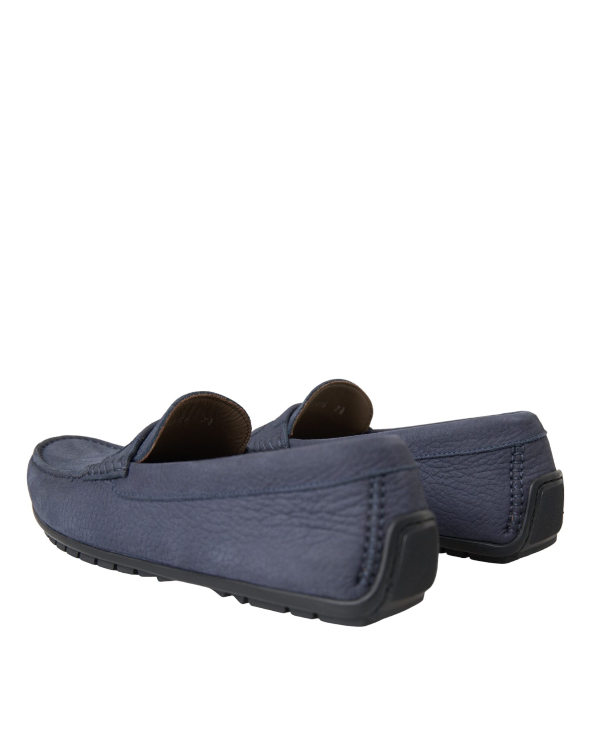 Dolce & Gabbana Blaue Kalbsleder Slip On Mokassin Schuhe-4