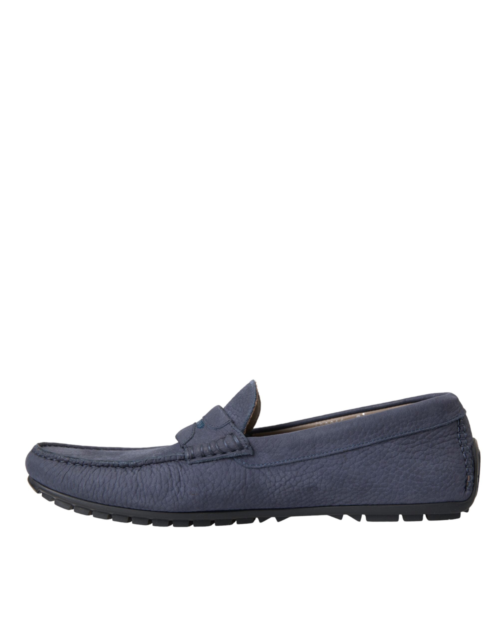 Dolce & Gabbana Blaue Kalbsleder Slip On Mokassin Schuhe-5
