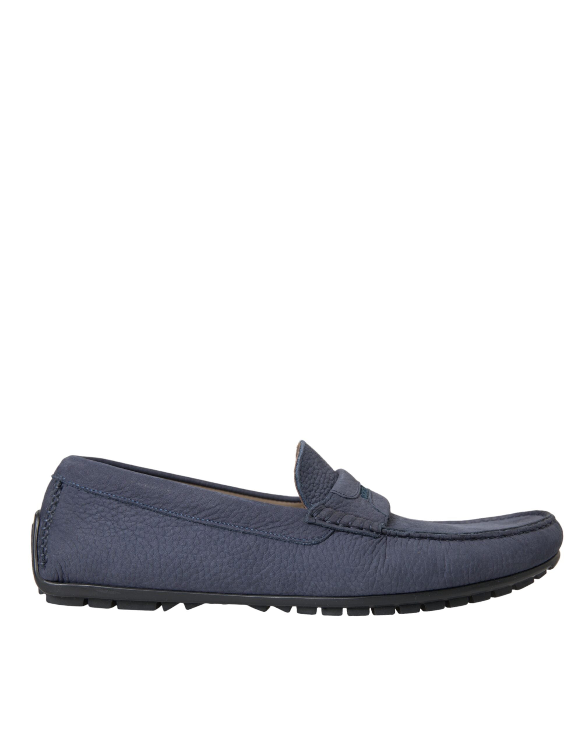 Dolce & Gabbana Blaue Kalbsleder Slip On Mokassin Schuhe-1