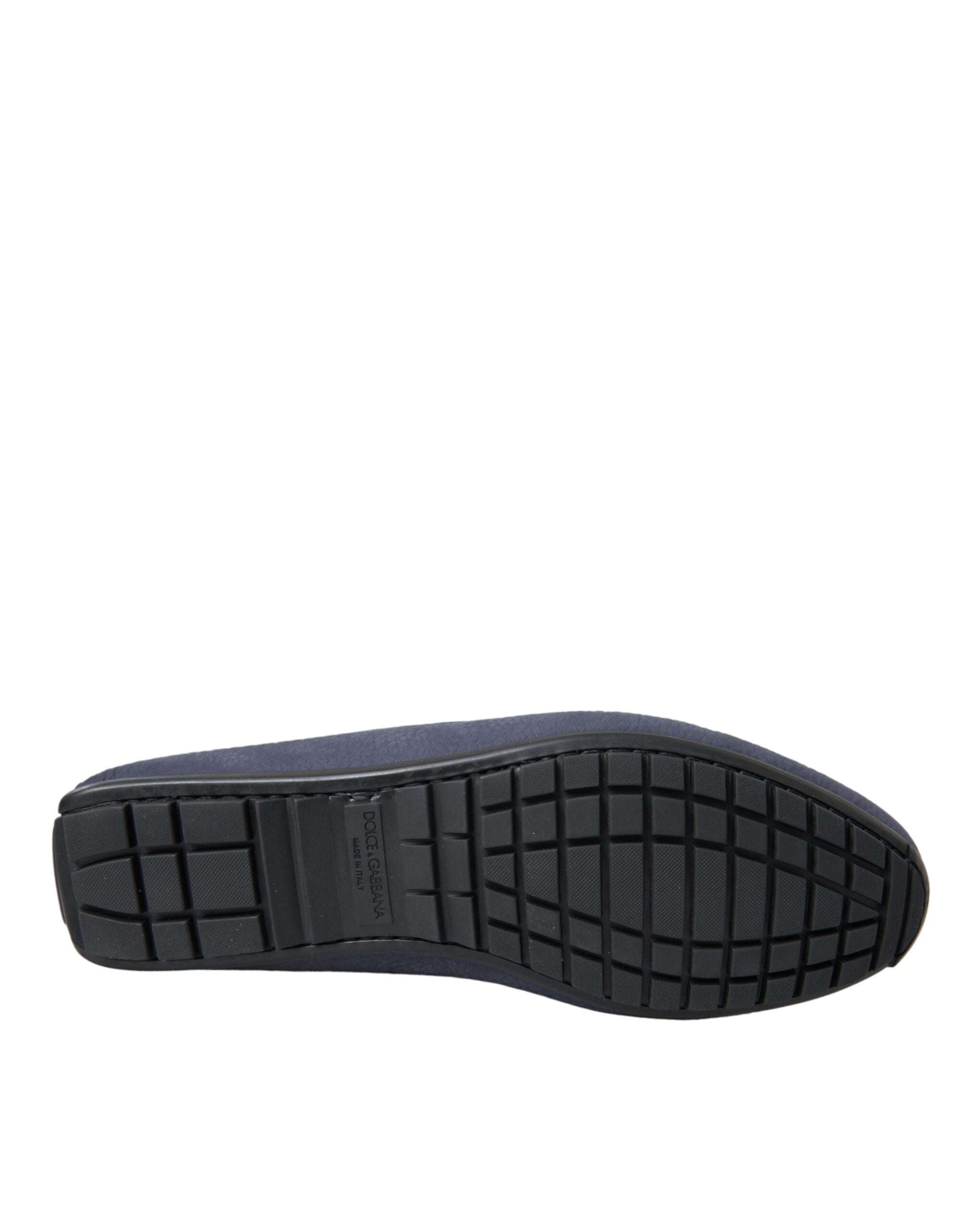 Dolce & Gabbana Blaue Kalbsleder Slip On Mokassin Schuhe-6