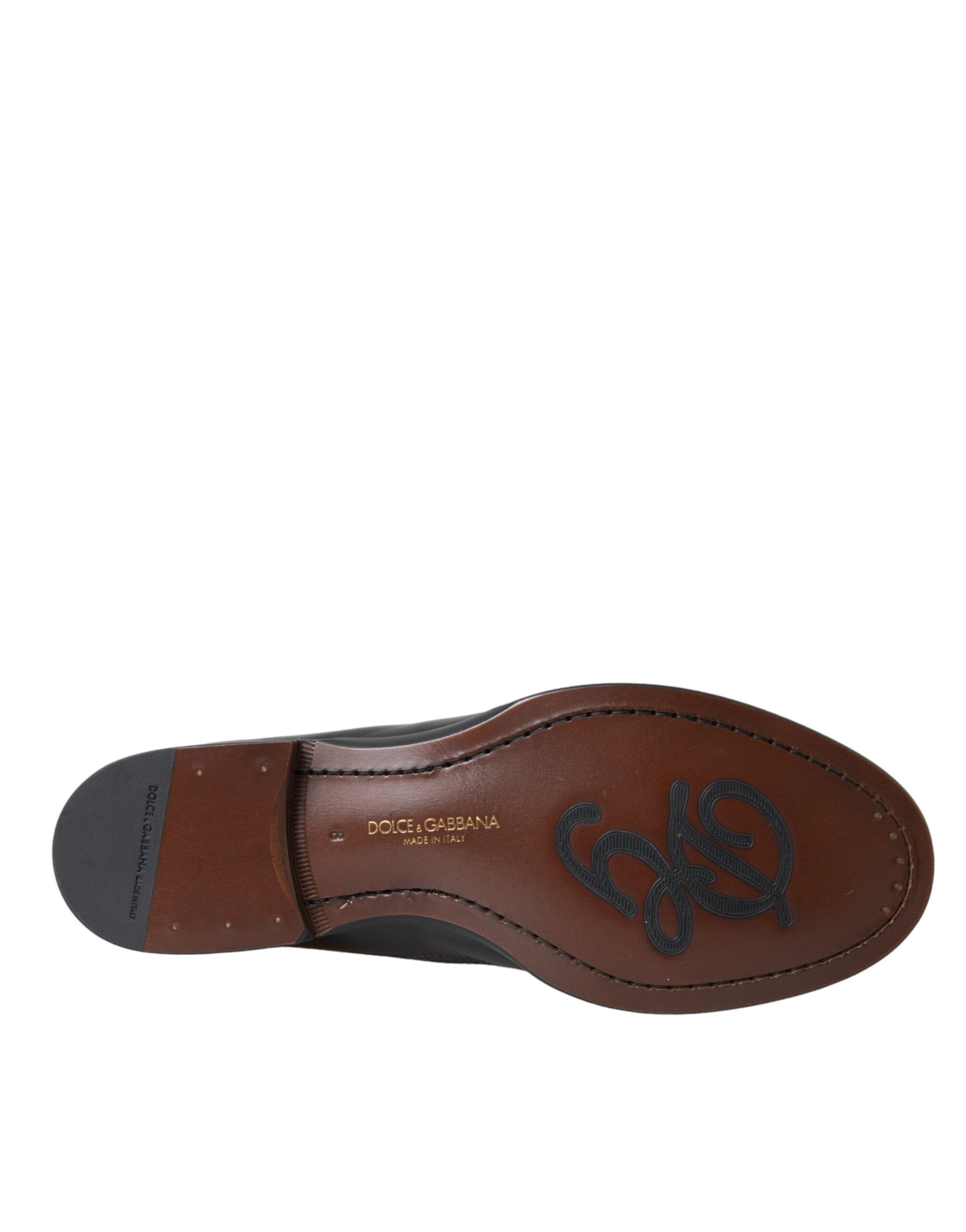Mocasines de piel marrón y negro de Dolce & Gabbana para hombre-7