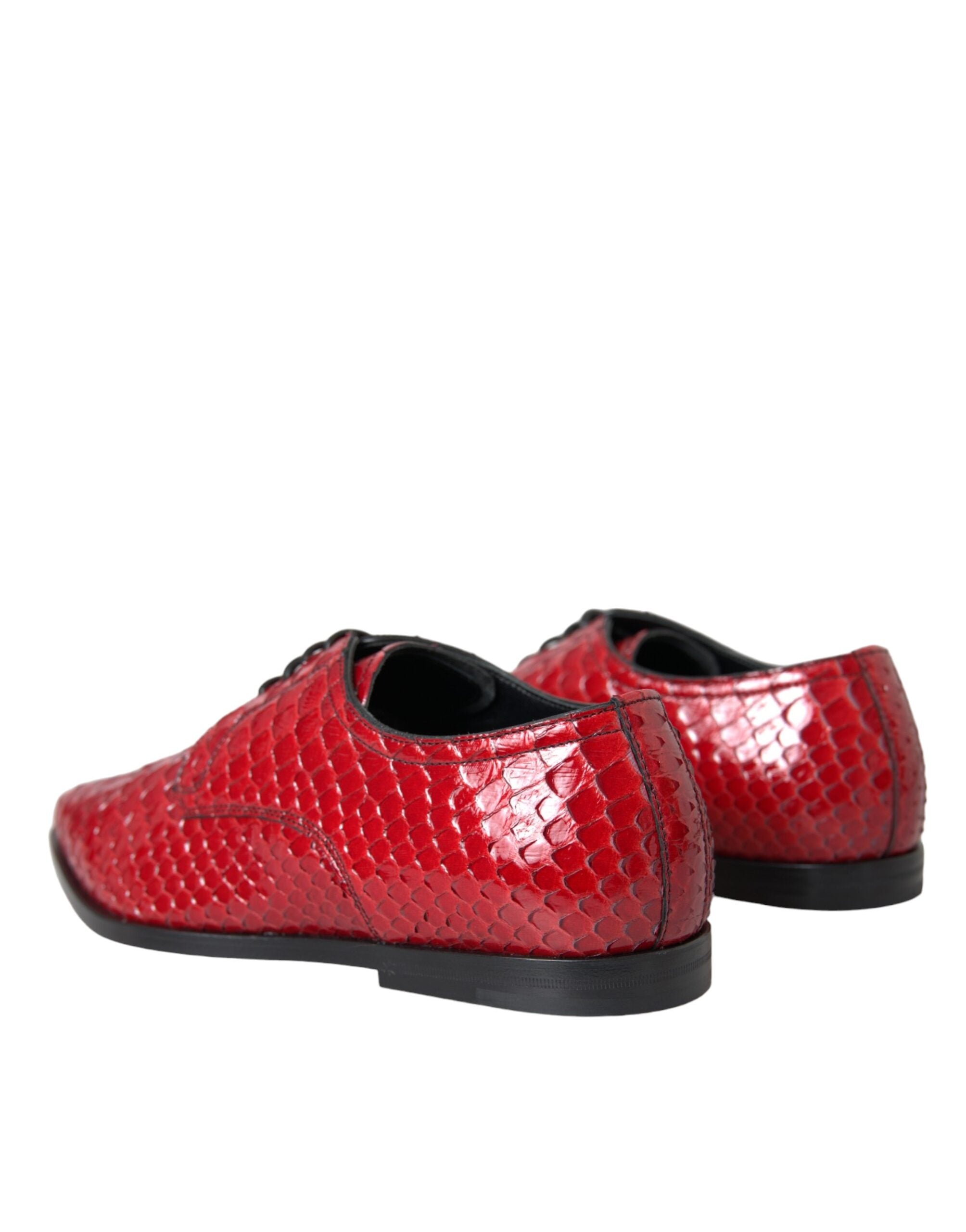 Dolce & Gabbana Red Textured Patent Leather Derby Men's Formal Shoes-4