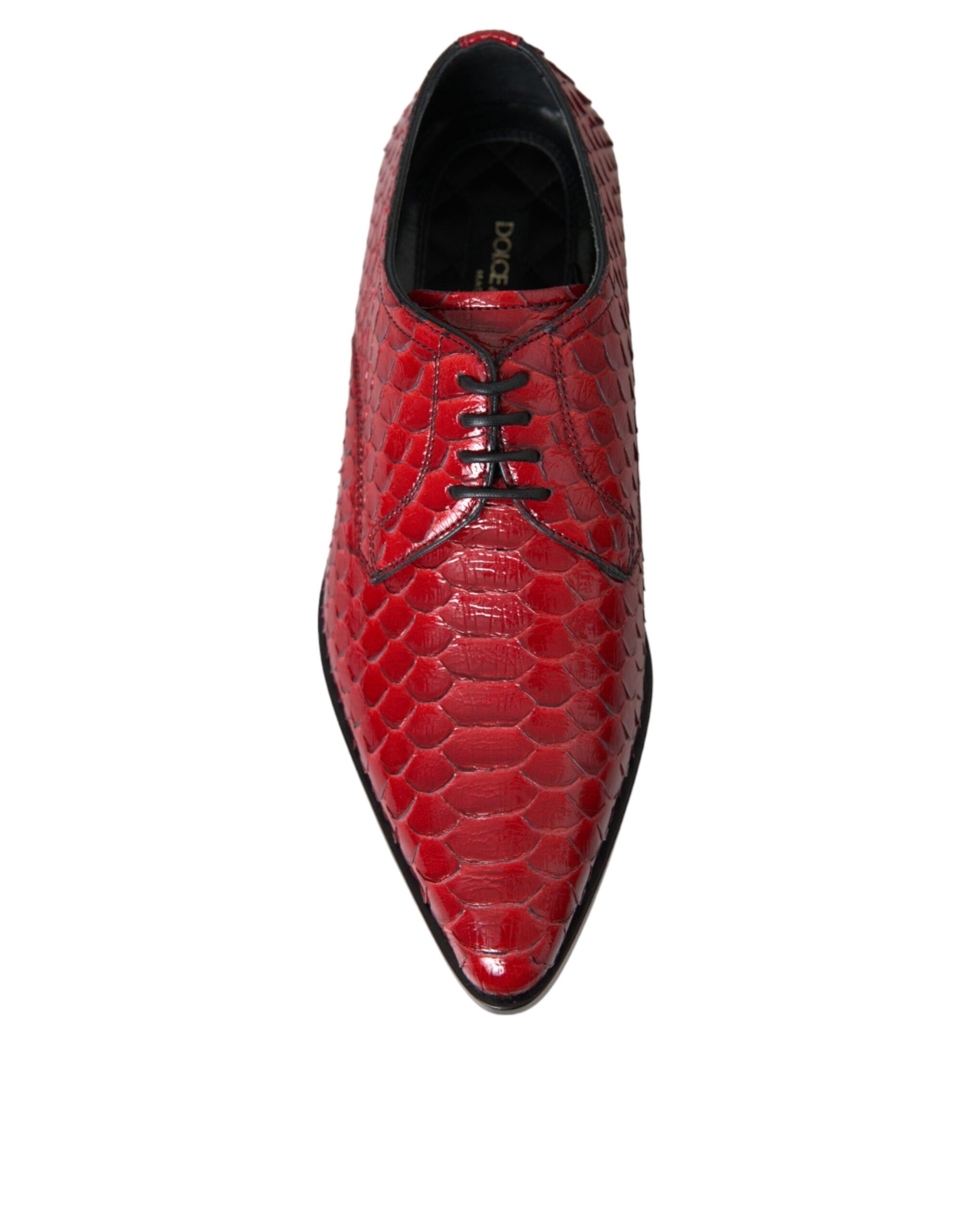 Dolce & Gabbana Red Textured Patent Leather Derby Men's Formal Shoes-8