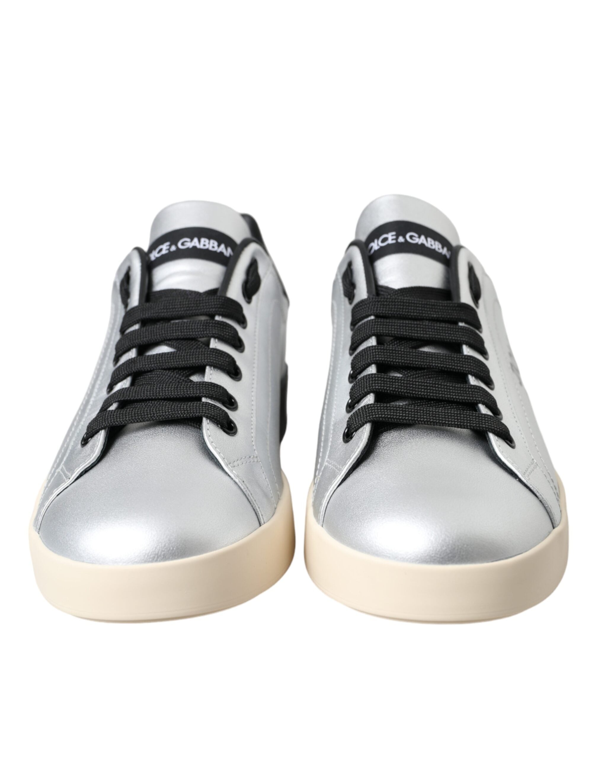 Zapatillas Dolce & Gabbana de piel de becerro Portofino plateadas para hombre-2