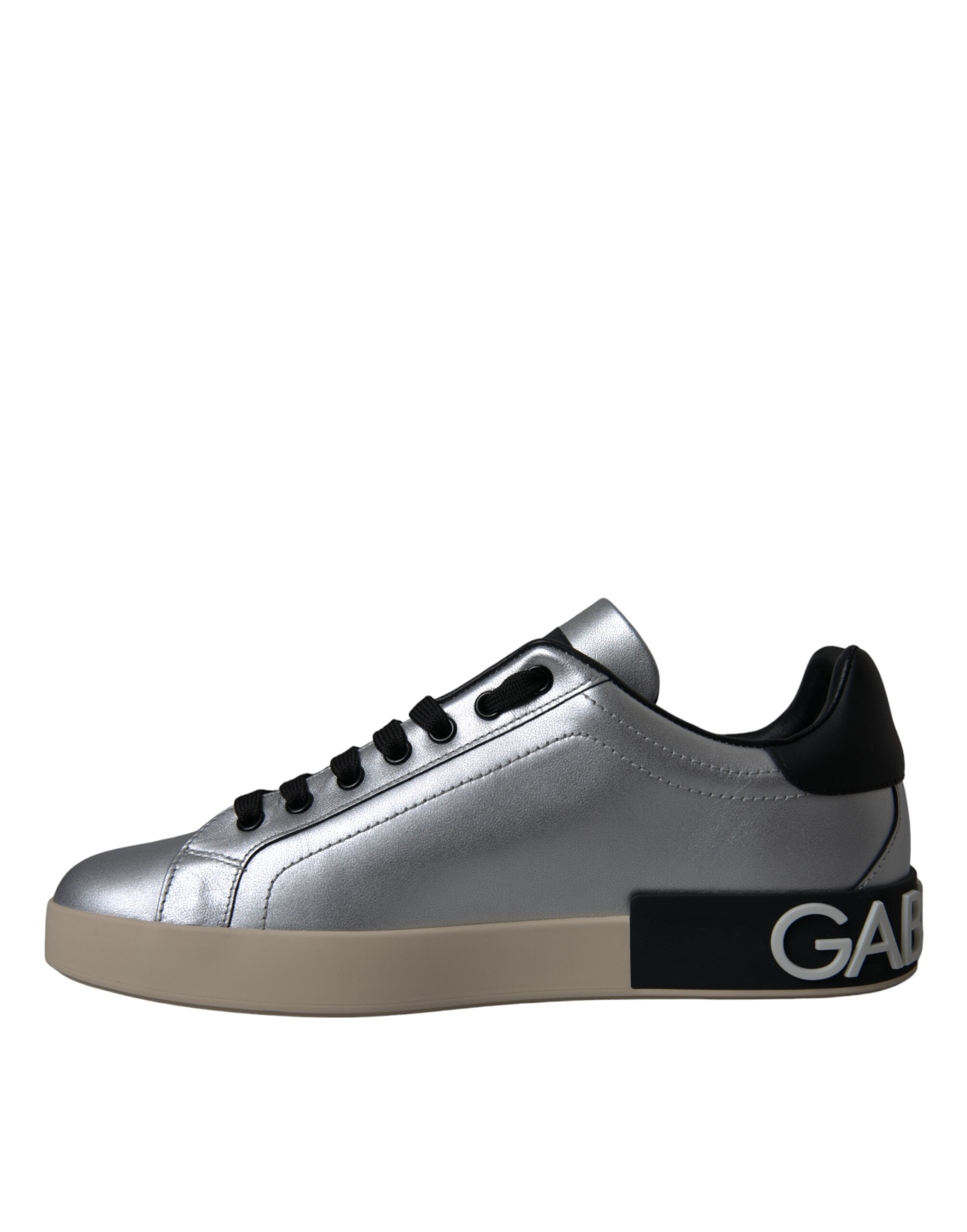 Zapatillas Dolce & Gabbana de piel de becerro Portofino plateadas para hombre-6