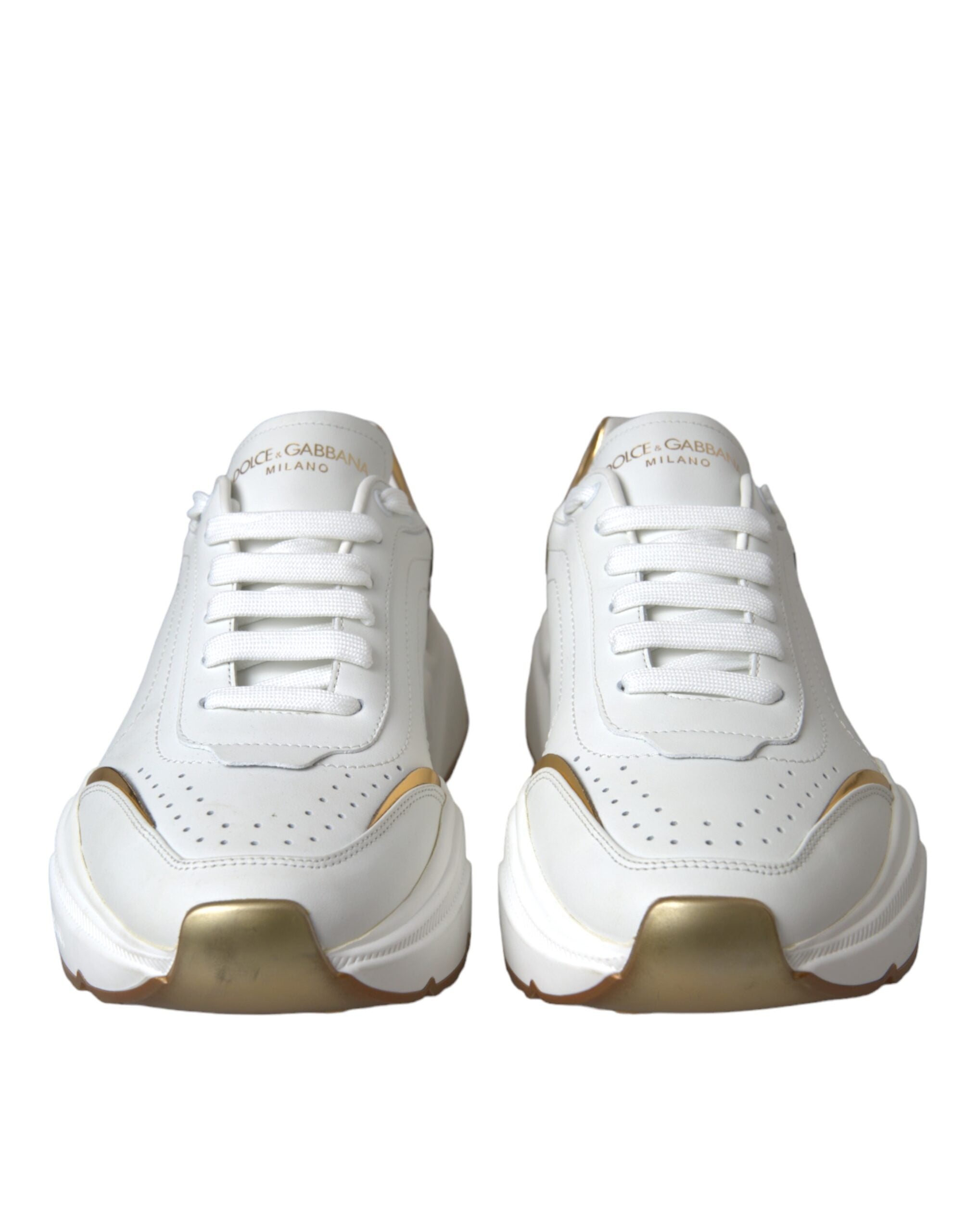 Dolce & Gabbana White Gold Daymaster Leather Sneakers Shoes-2