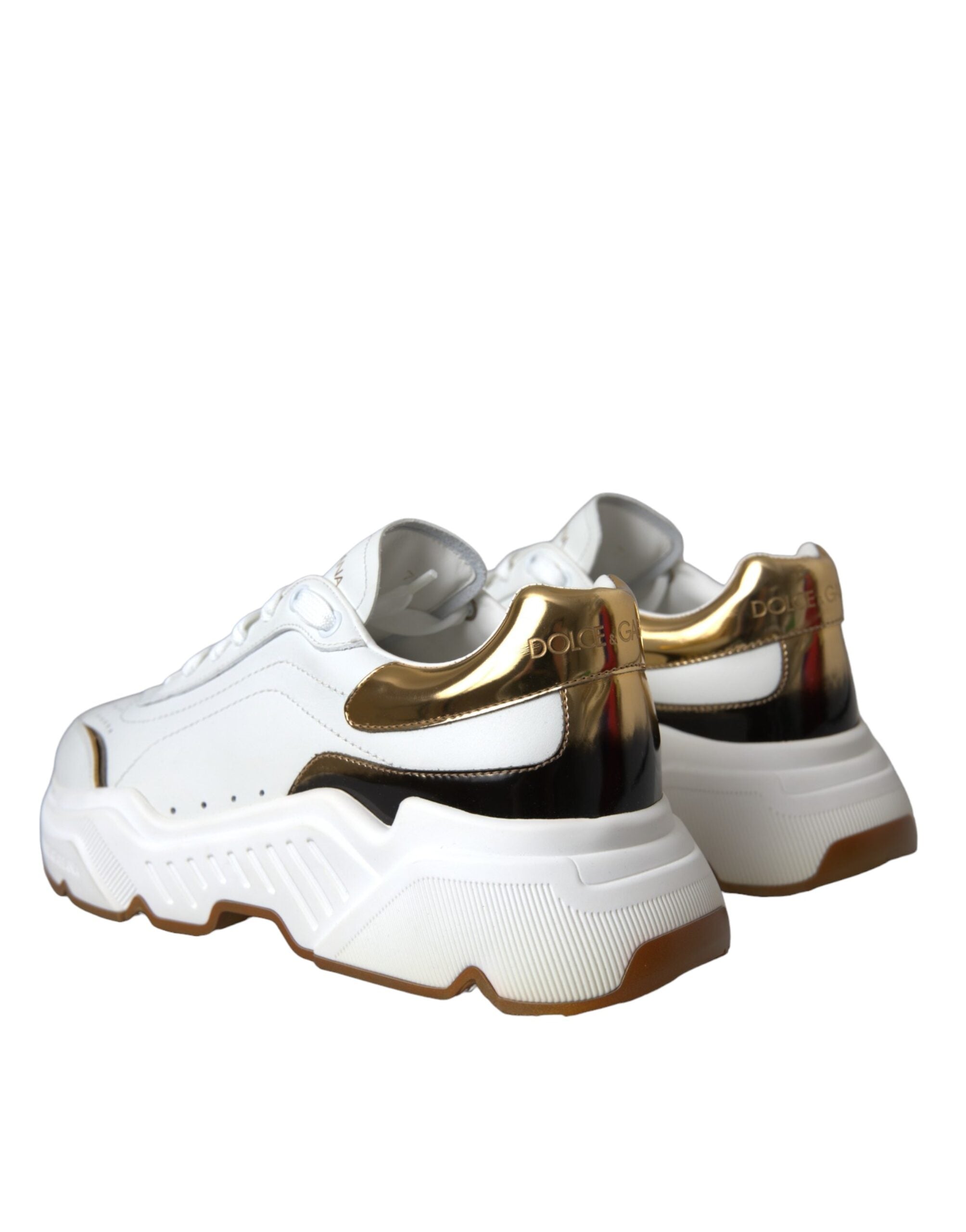Dolce & Gabbana White Gold Daymaster Leather Sneakers Shoes-4
