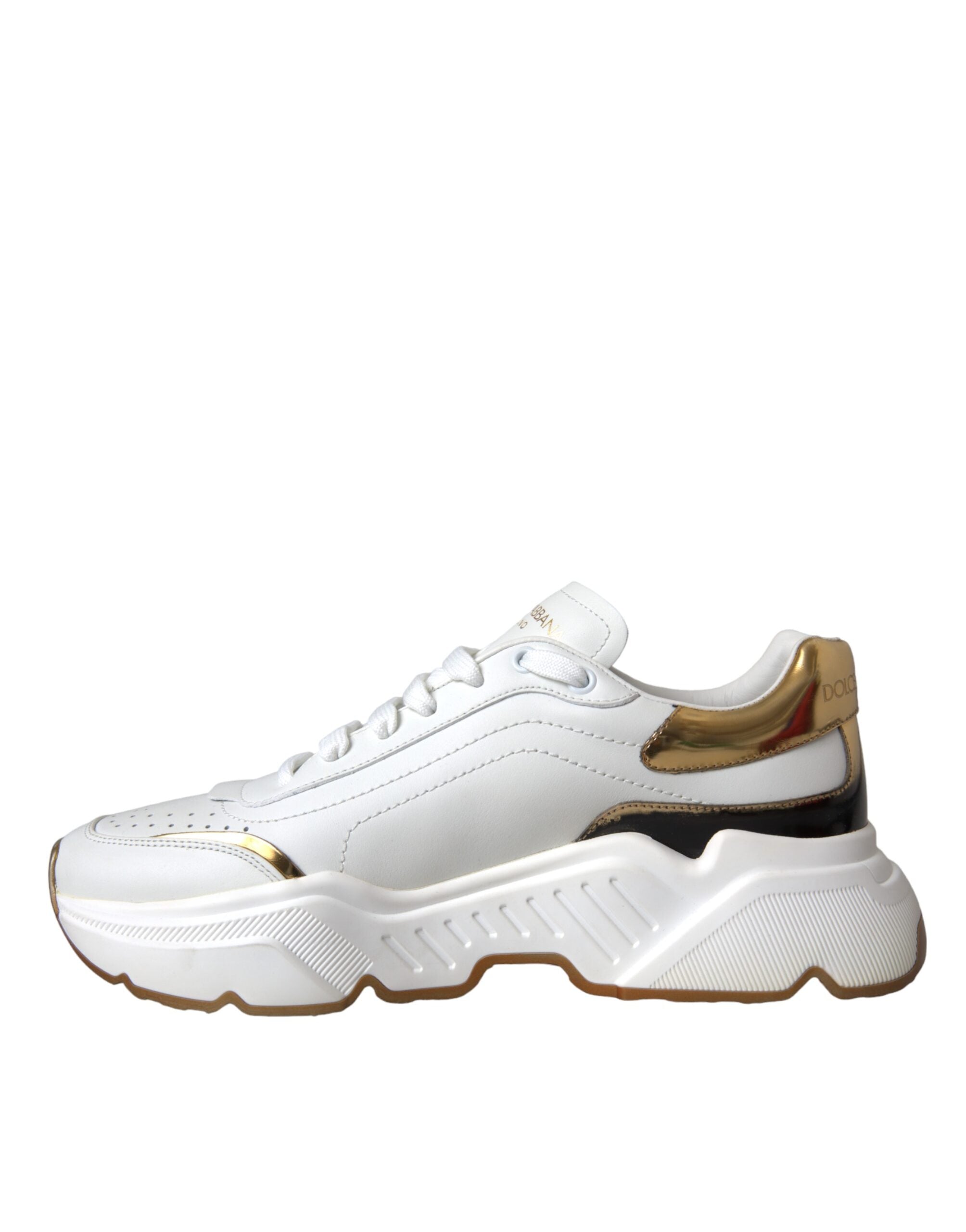 Dolce & Gabbana White Gold Daymaster Leather Sneakers Shoes-5
