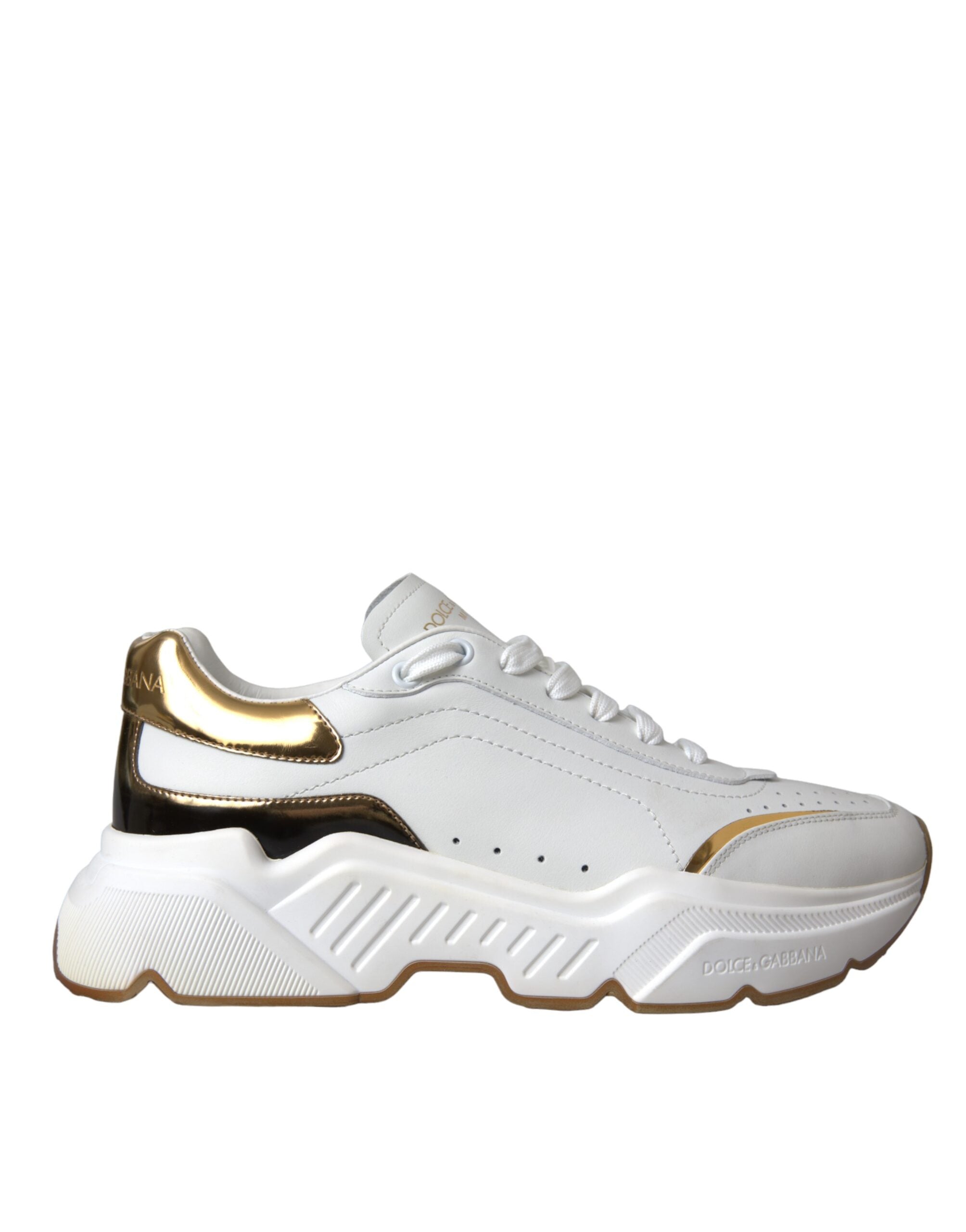 Dolce & Gabbana White Gold Daymaster Leather Sneakers Shoes-1