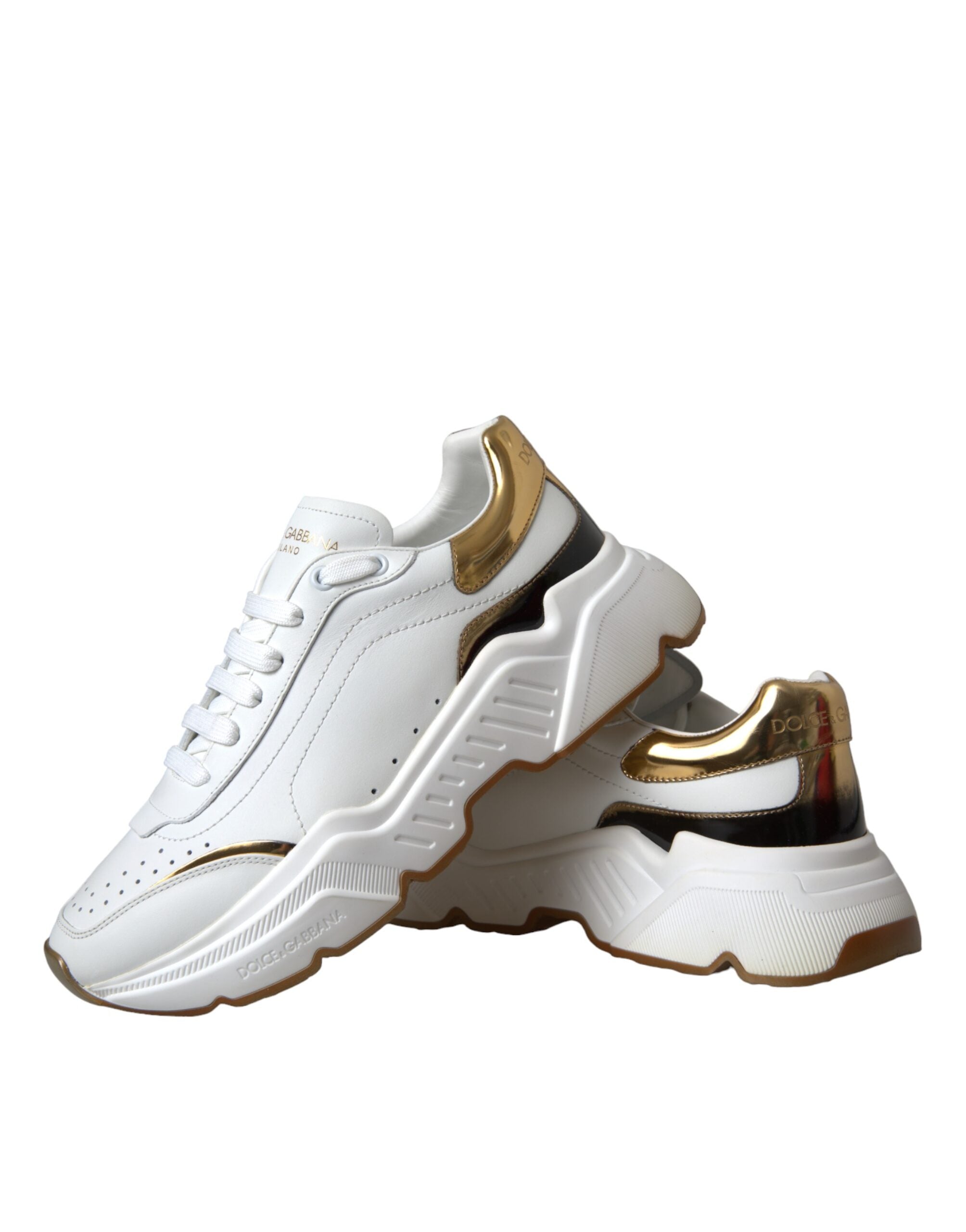 Dolce & Gabbana White Gold Daymaster Leather Sneakers Shoes-8
