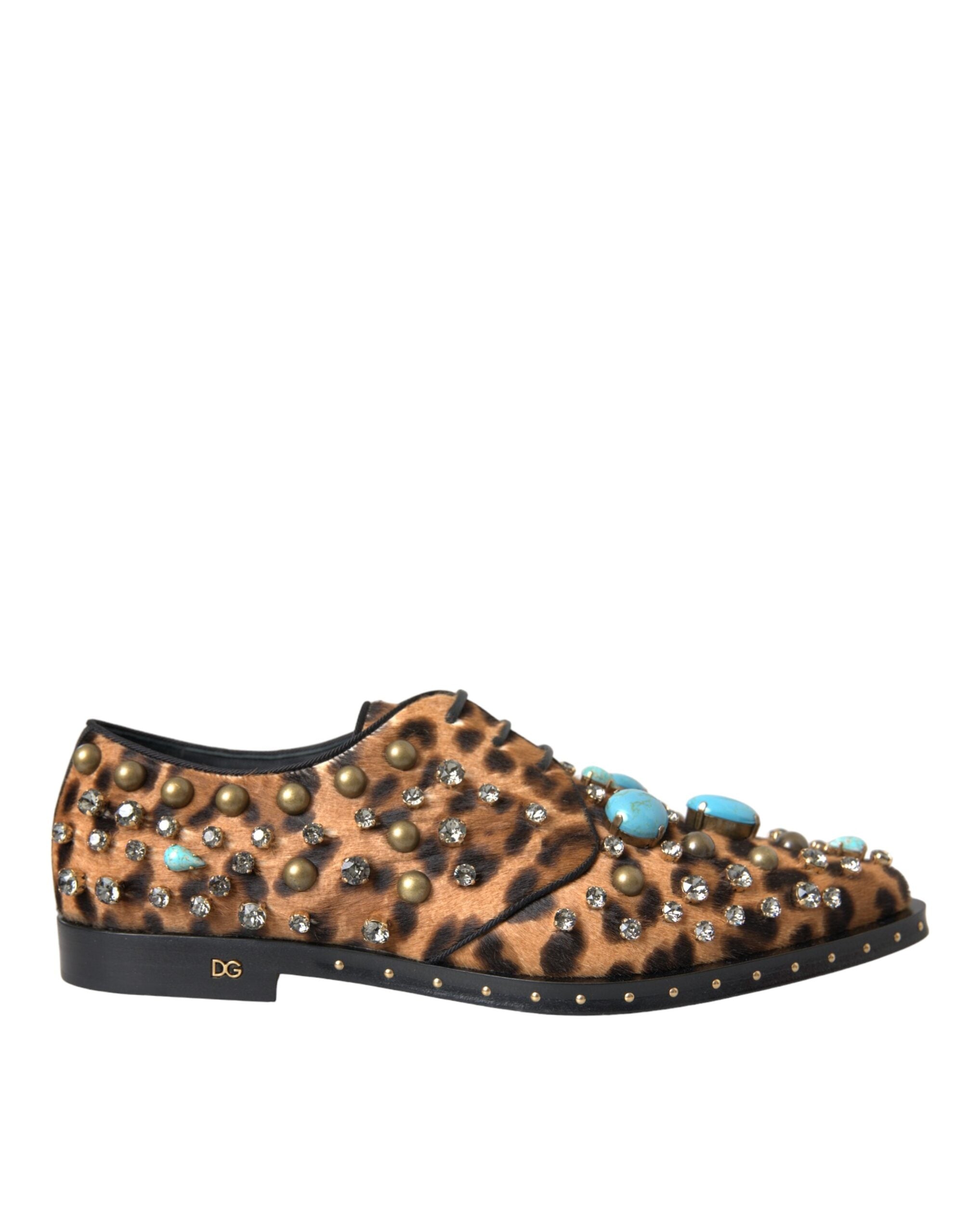 Dolce & Gabbana Brown Leopard Hair Crystal Dresses Broque Shoes-1
