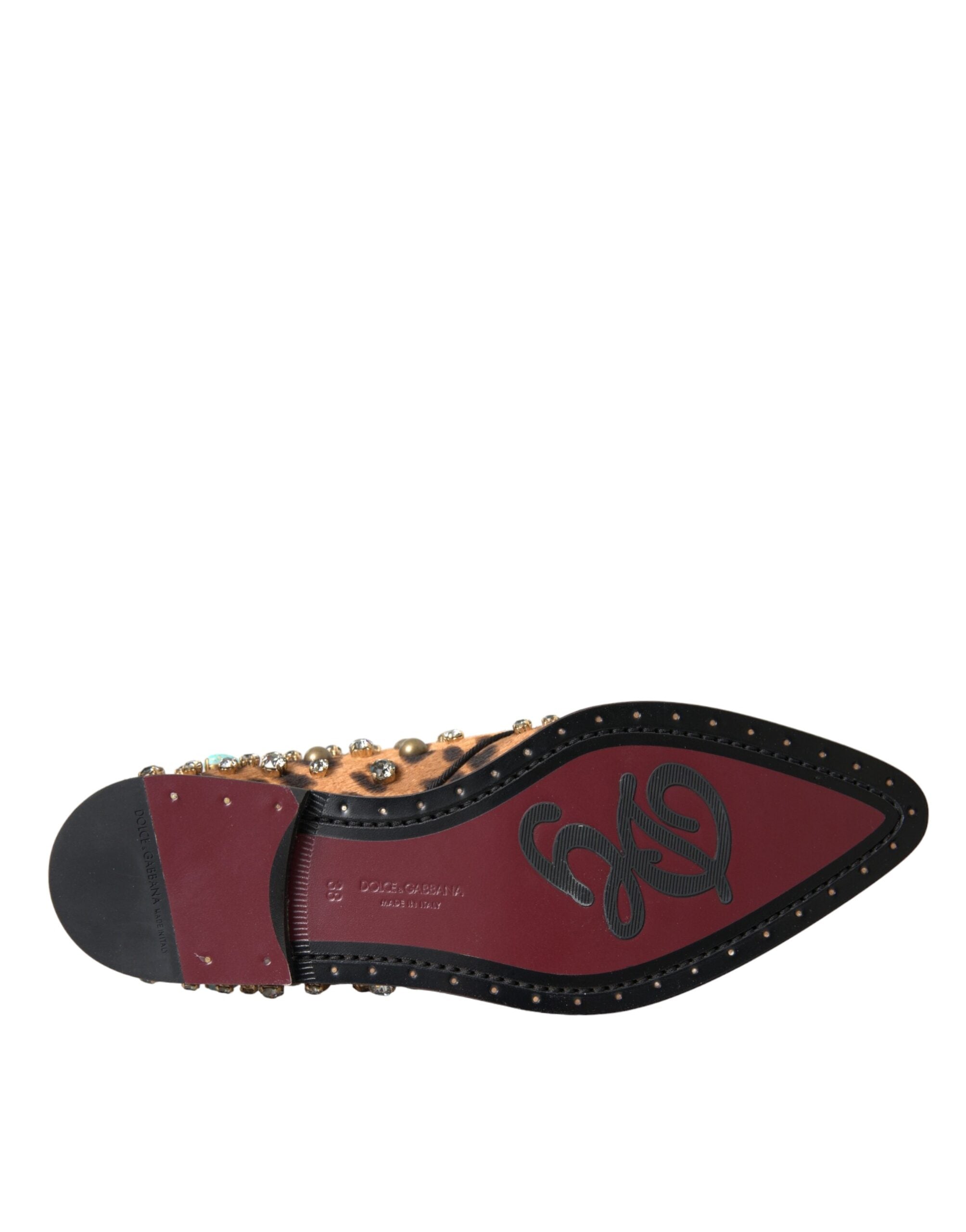 Dolce & Gabbana Brown Leopard Hair Crystal Dresses Broque Shoes-6
