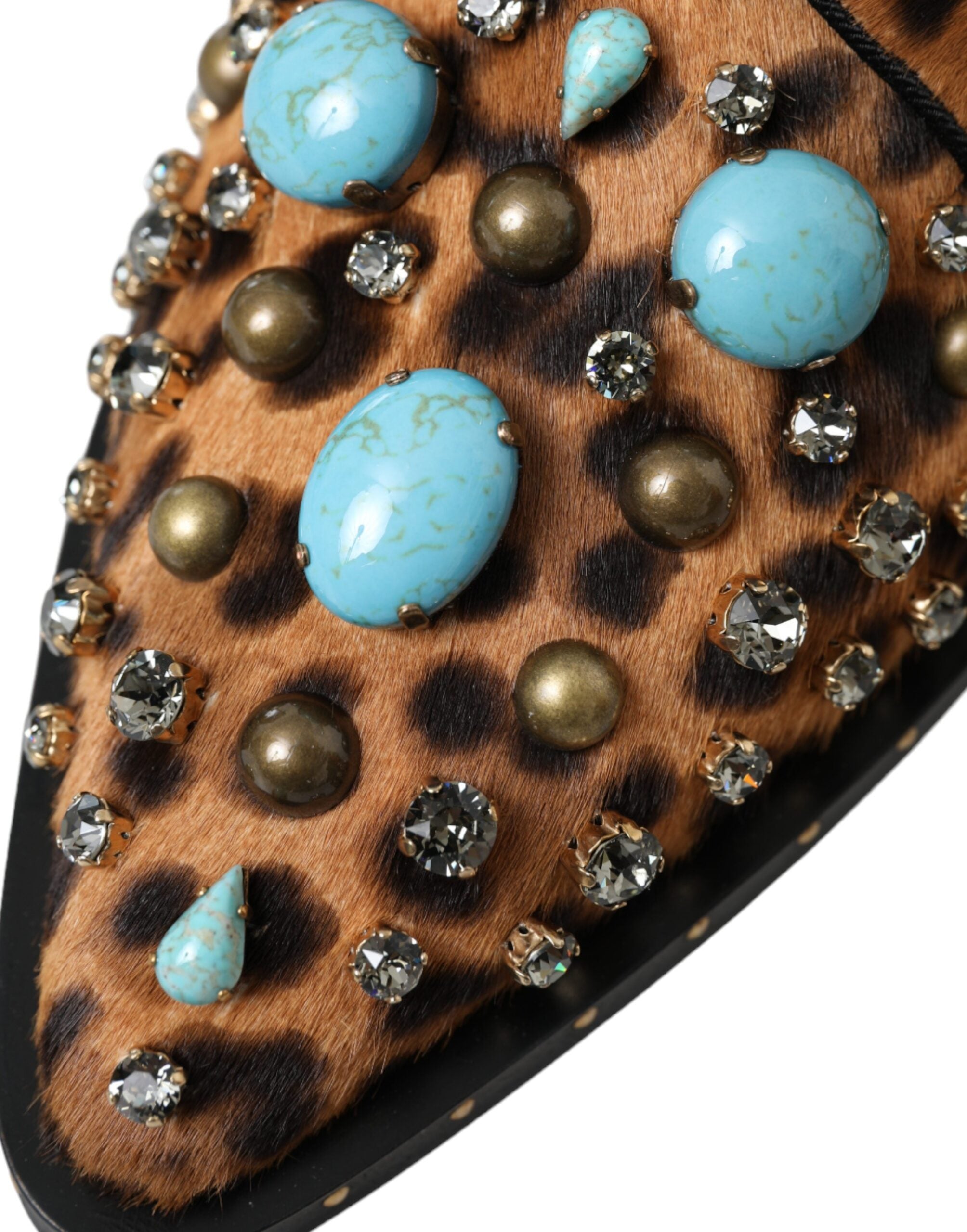 Dolce & Gabbana Brown Leopard Hair Crystal Dresses Broque Shoes-8
