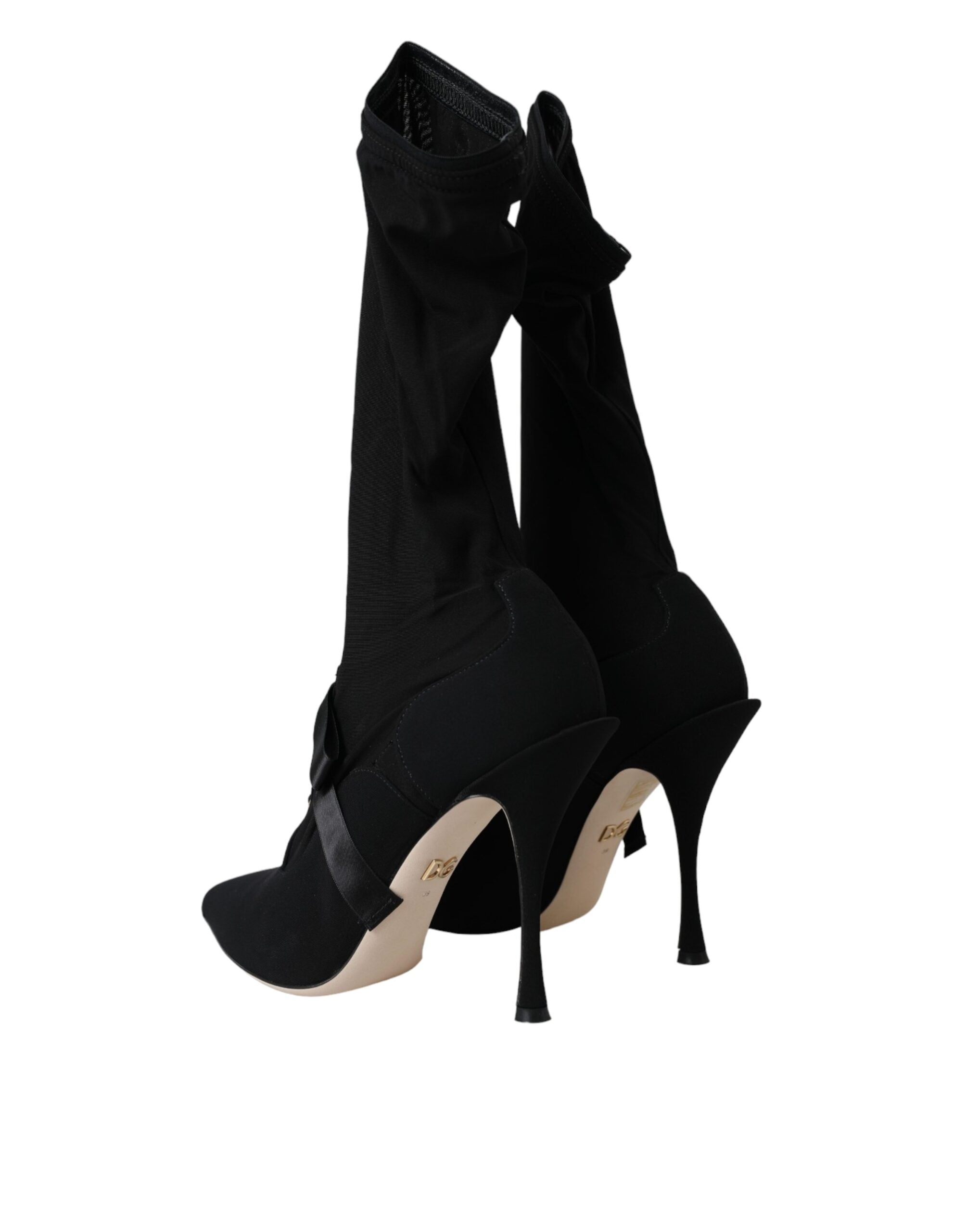Dolce & Gabbana Schwarz Stiletto Heels Mid Calf Stiefel Schuhe-4