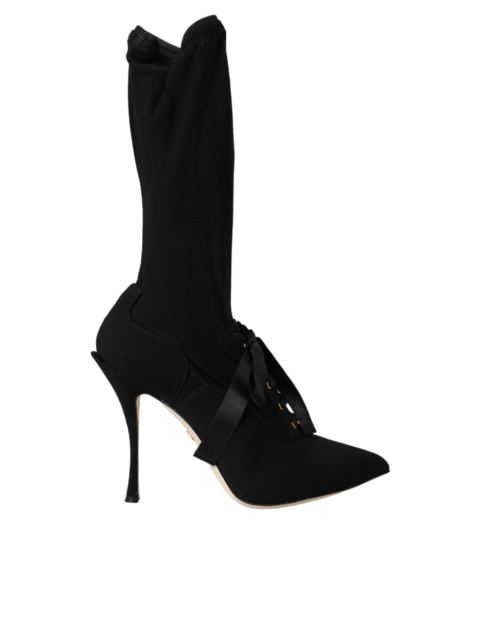 Dolce & Gabbana Schwarz Stiletto Heels Mid Calf Stiefel Schuhe-1