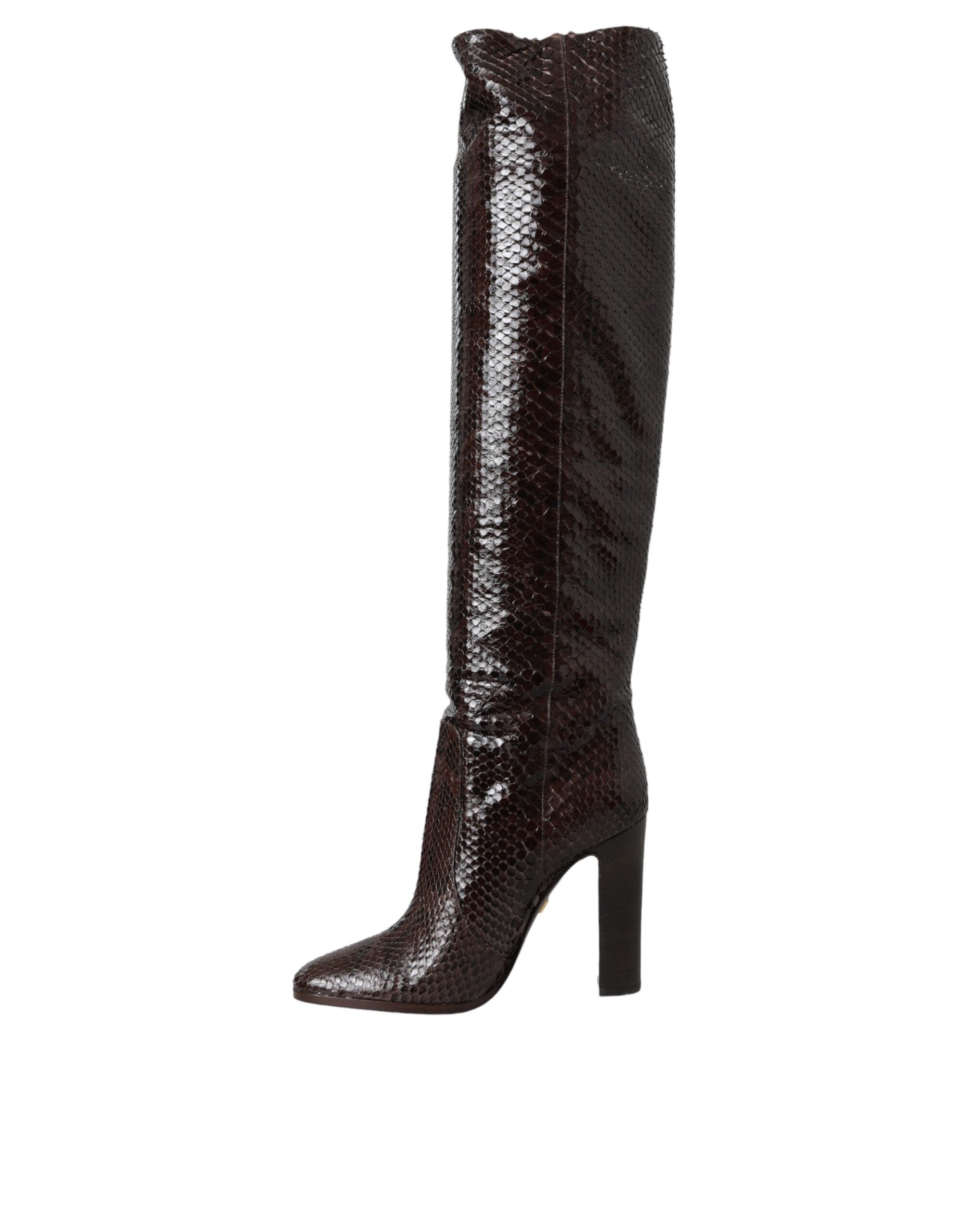 Dolce & Gabbana Brown Exotic Leather Heels High Boots Shoes-5